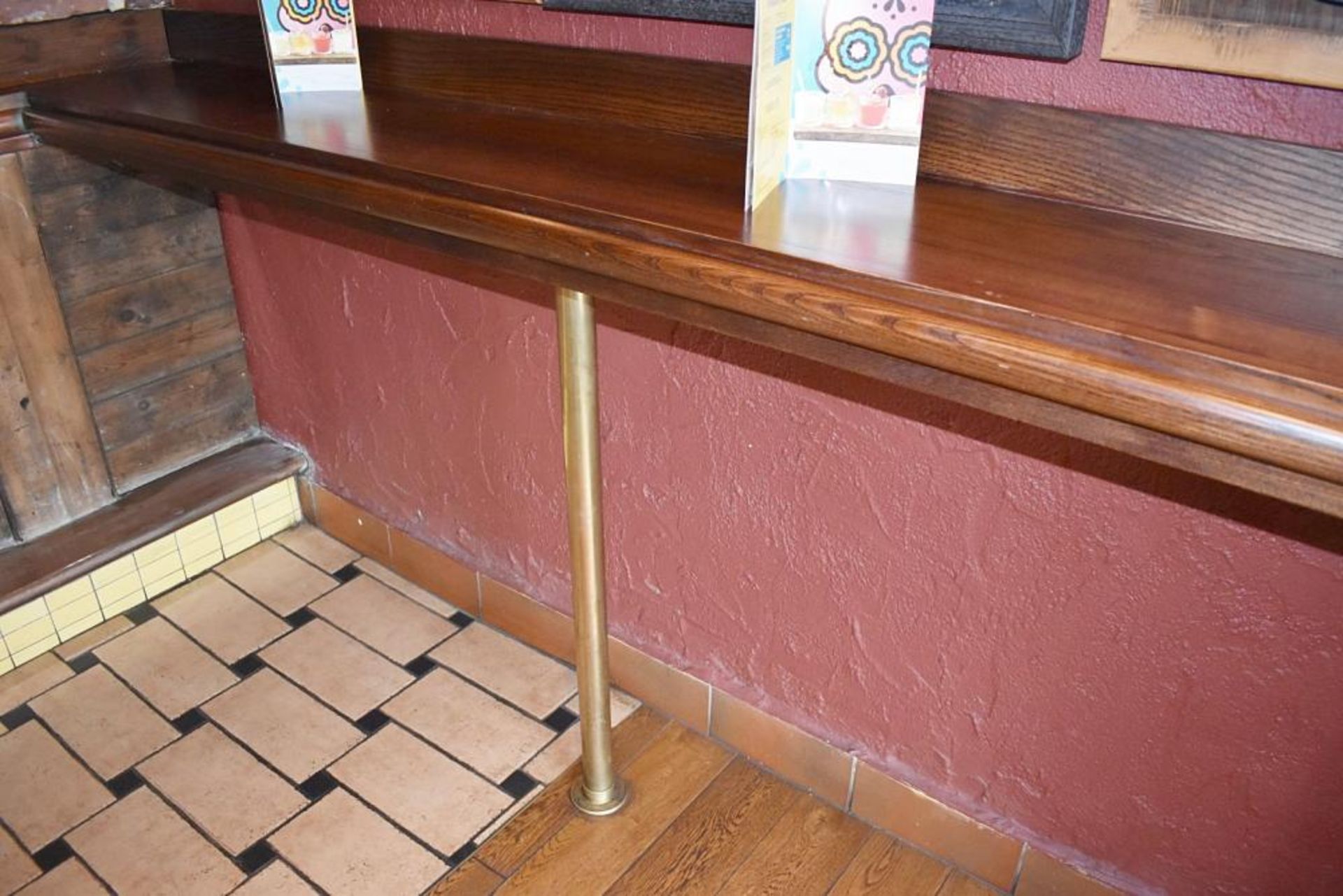 2 x Bar Seating Benches With Brass Supports - L203 / 256 x D42 cms - Location: London W3Please - Image 6 of 6