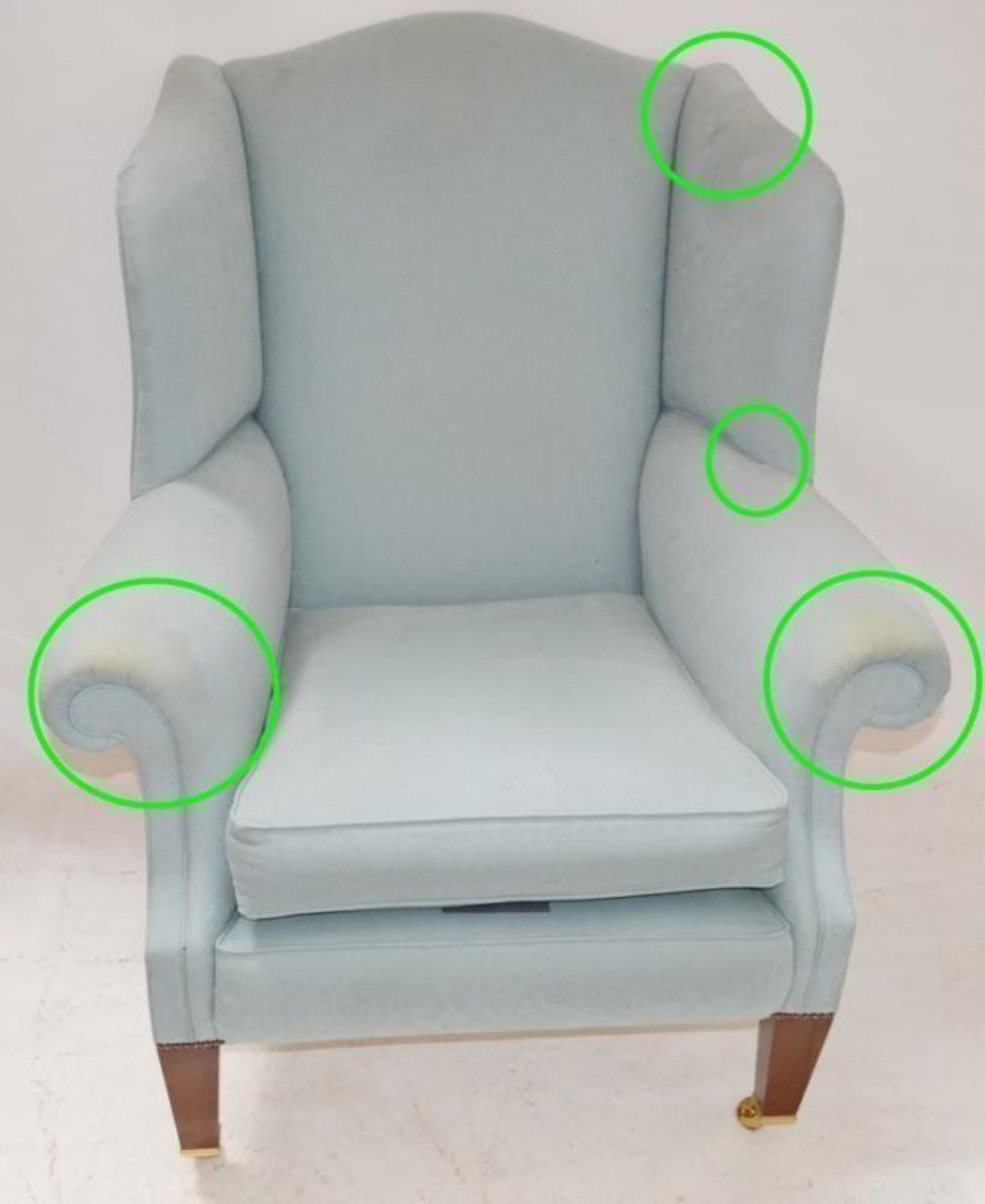 1 x Duresta "Somerset" Wing Chair Light Blue - Please Read Description - Dimensions: 113H x 91W x 92 - Image 9 of 11