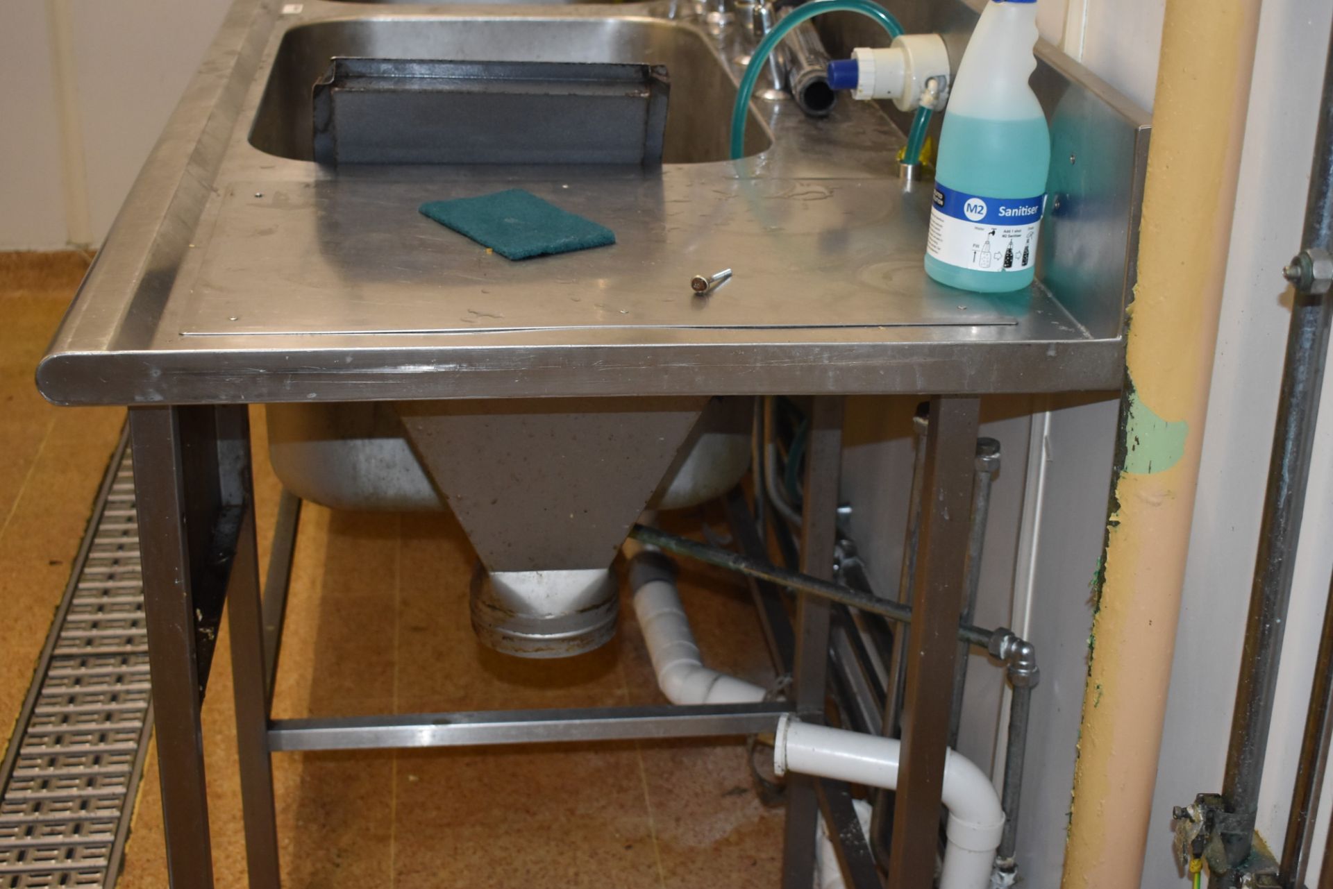 1 x Large Commercial Kitchen Wash Unit With Large Twin Sink Basins, Storage Cupboard, Mixer Taps, - Image 8 of 8