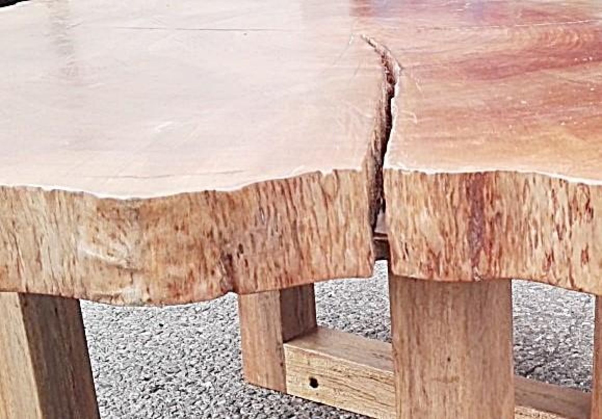 1 x Unique Reclaimed Solid Tree Trunk Coffee Table - Dimensions (approx): W152 x D129 x H63.3cm - Re - Image 2 of 7