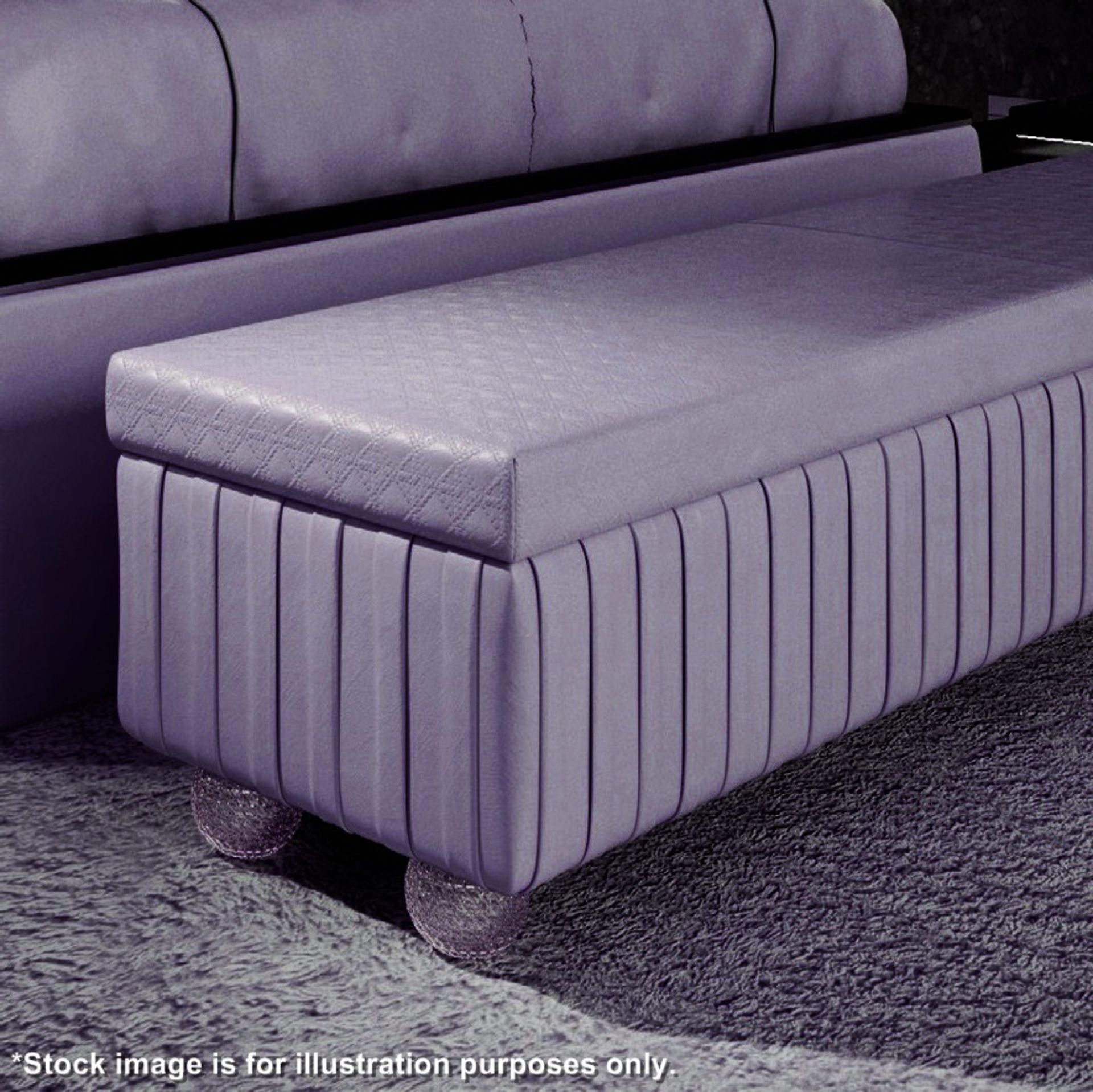 1 x REFLEX 'Plisse' Pleated Ottoman / Bedroom Bench In Plum With 'Illuminated' Spherical Glass Feet