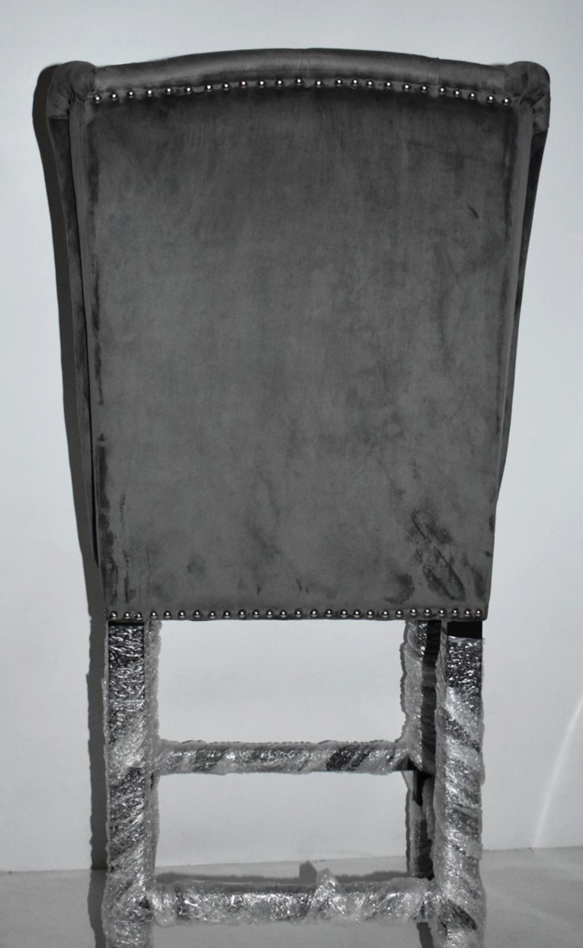 2 x HOUSE OF SPARKLES Luxury Wing Back Bar Stools Richly Upholstered In Dark Grey Velvet - Brand New - Image 9 of 12