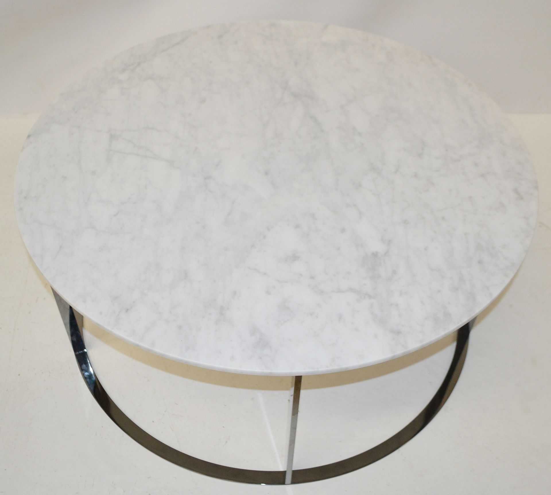 1 x B&B Italia 'MERA' White Marble Topped Designer Table (MTR90) - Designed By Antonio Citterio - Image 4 of 14