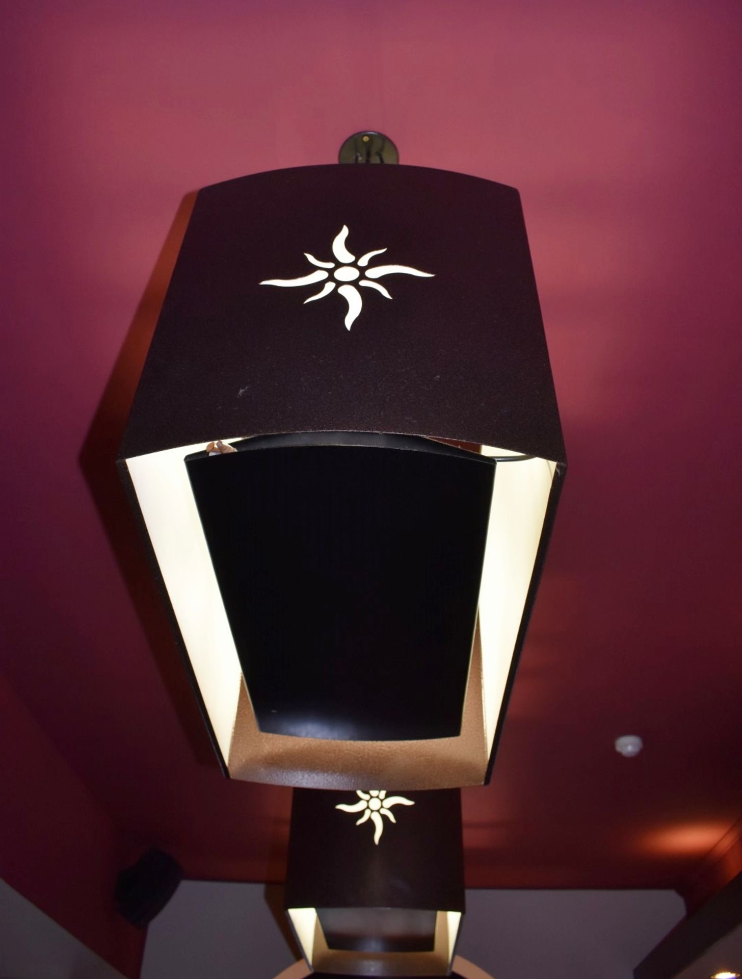 3 x Contemporary Suspended Ceiling Lights in Brown With Cut Out Star Design and Cream Fabric Shade - Image 5 of 5