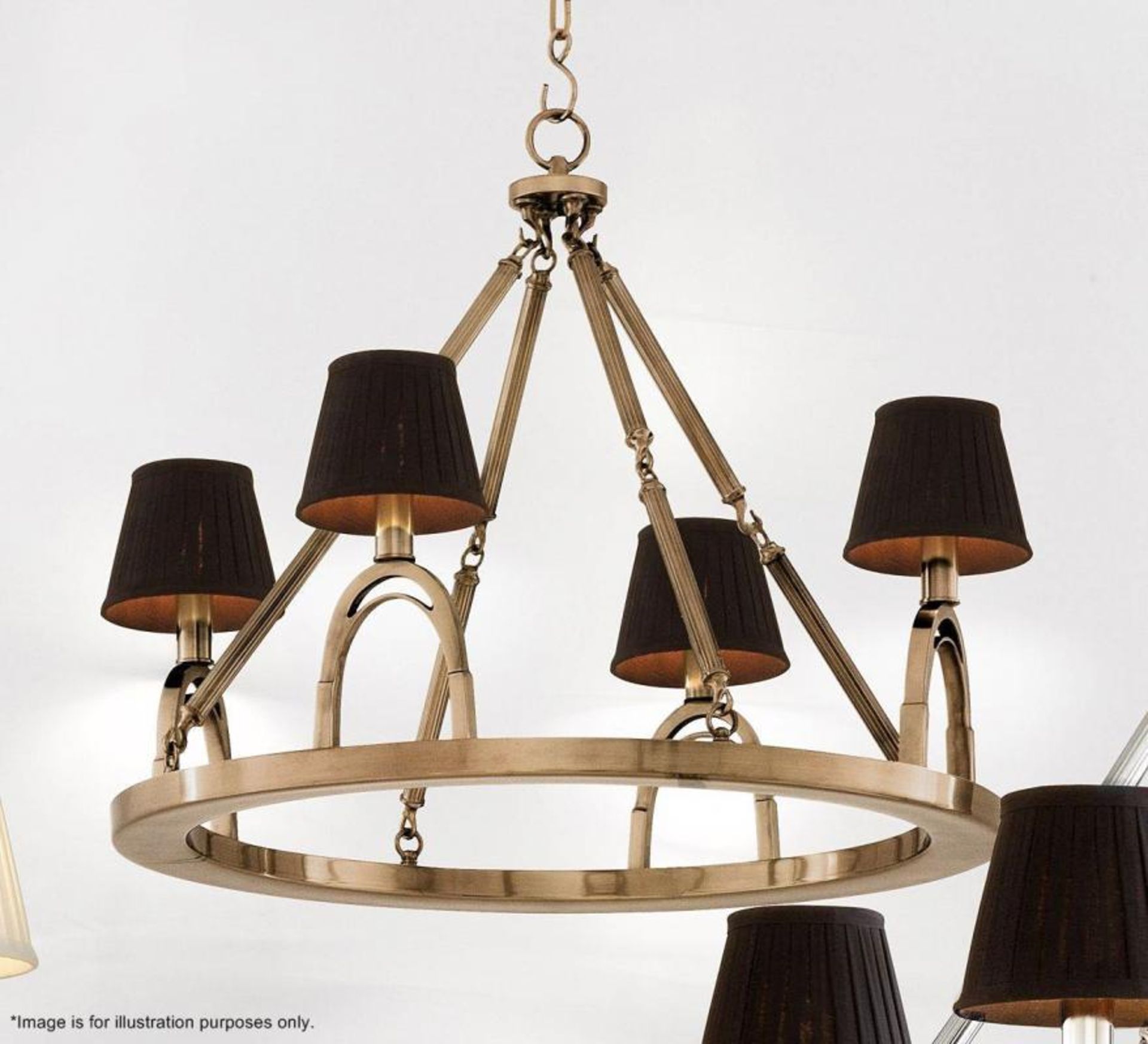 1 x Eichholtz 'Jigger' Equestrian-inspired Chandelier With An Aged Brass Finish - Includes 2 x Sets