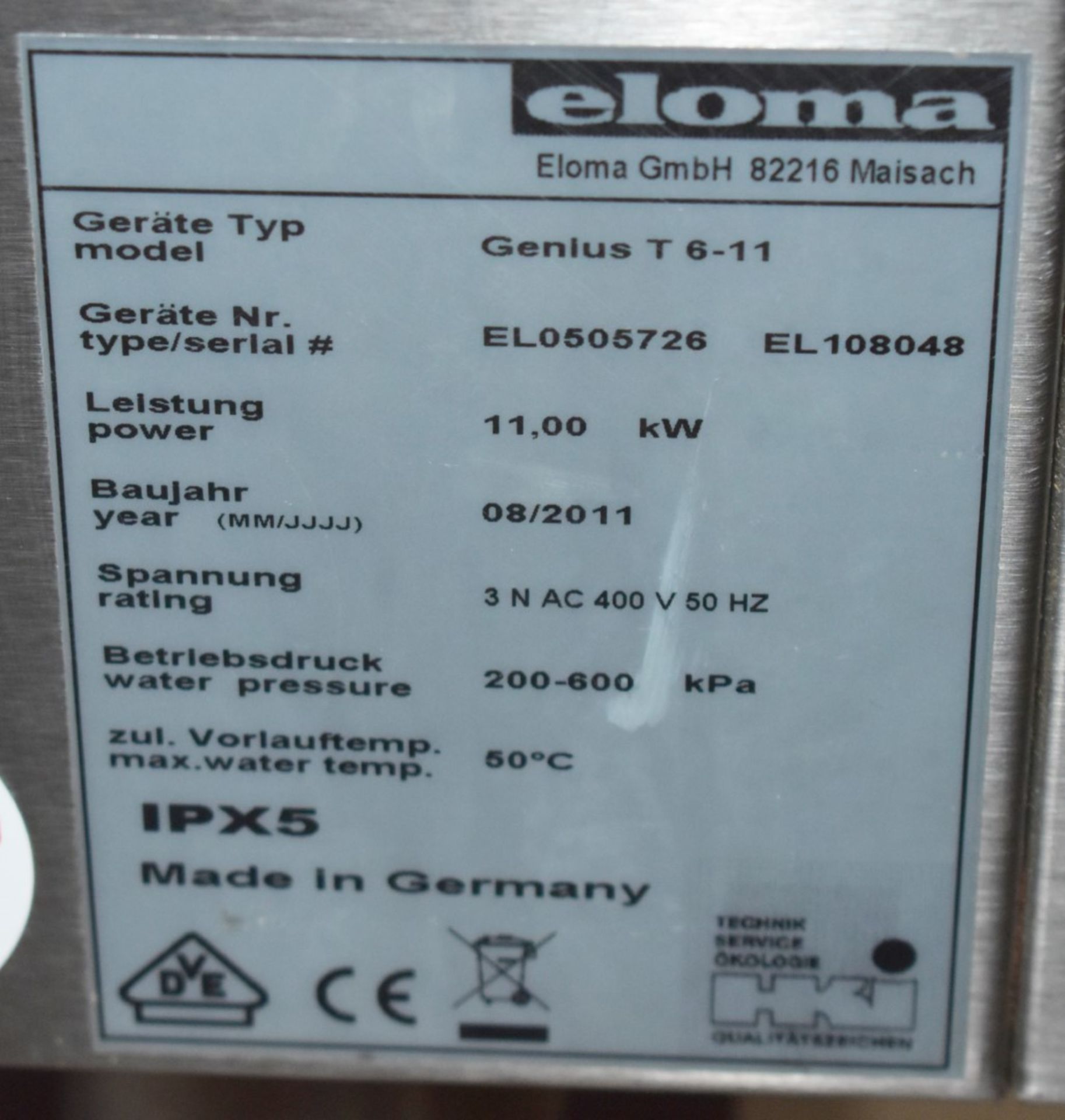 1 x Eloma Genius T 6-11 Combi  Steam 6 Grid Oven - H164 x W93 x D80 cms - 3 Phase Power - CL453 - - Image 4 of 15