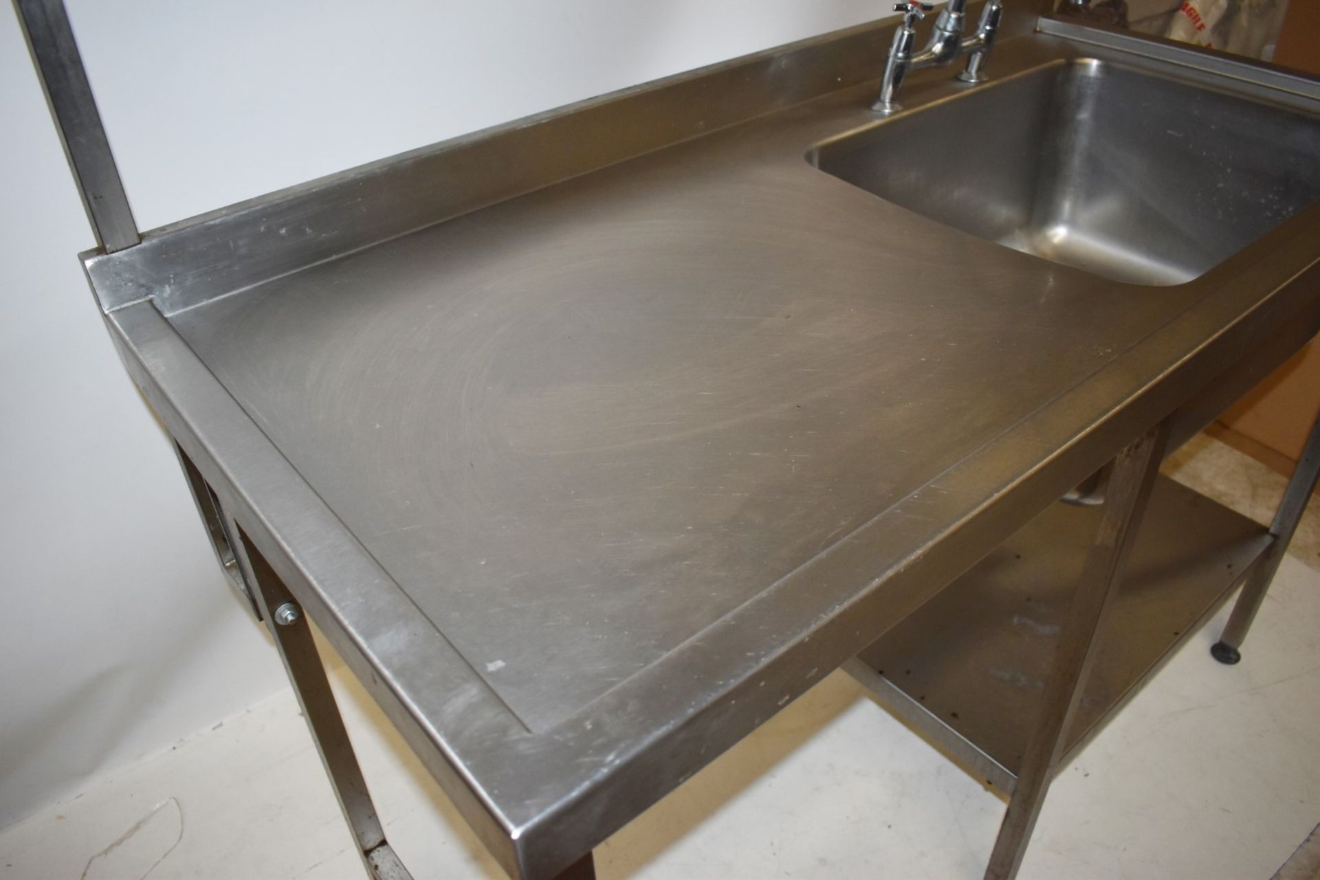 1 x Stainless Steel Sink Basin Wash Stand Unit - Right Hand Sink Basin With Mixer Taps, Drip Proof - Image 5 of 9