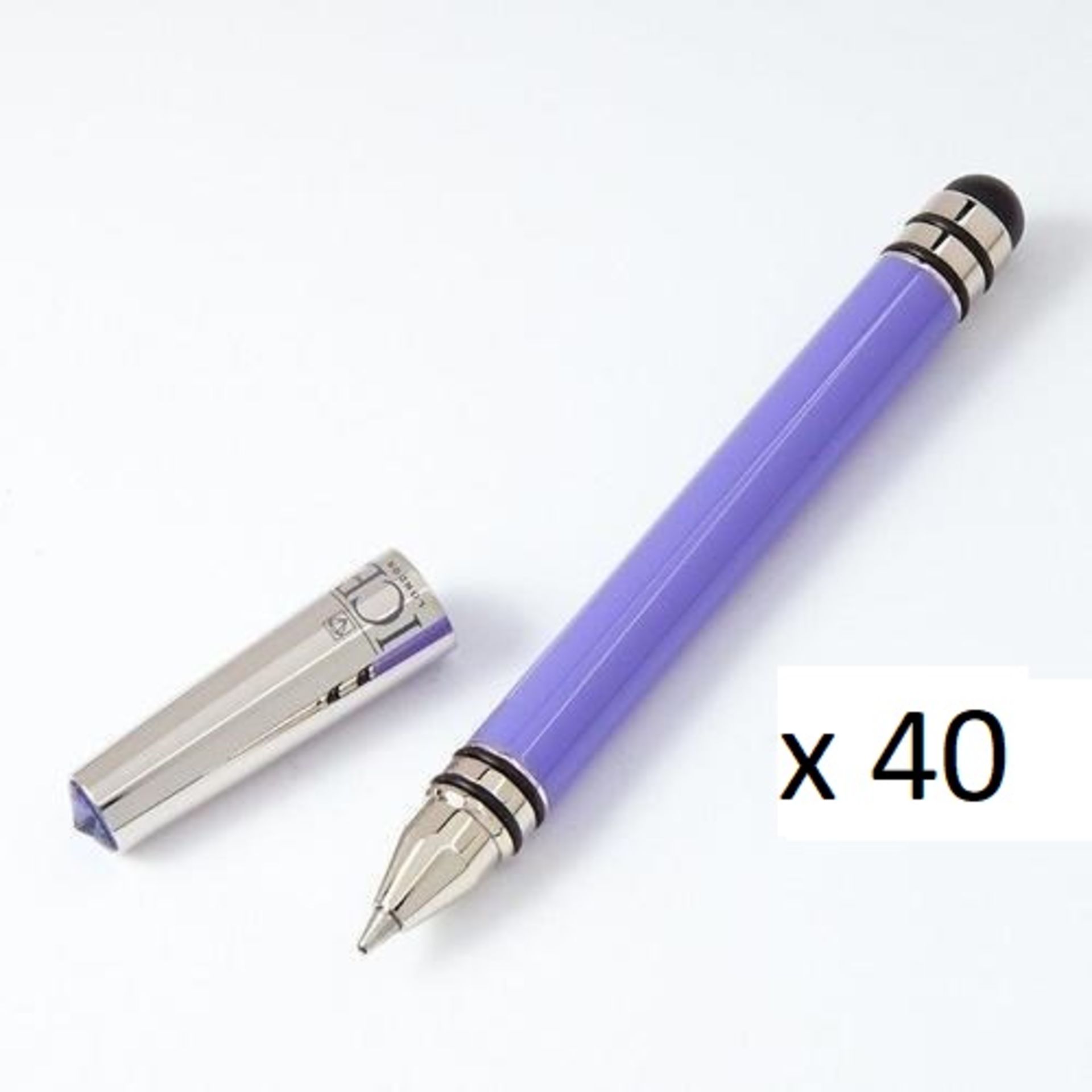 40 x ICE LONDON App Pen Duo - Touch Stylus And Ink Pen Combined - Colour: PURPLE - MADE WITH