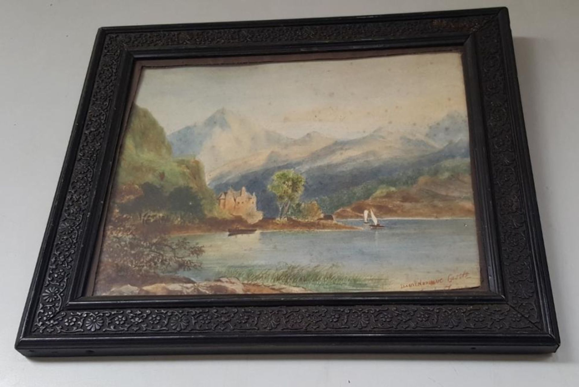 1 x Dunderave Castle Loch Fyne Painting In A Wooden Frame - Ref RB287 E - Dimensions: H30/L10cm - CL - Image 3 of 4
