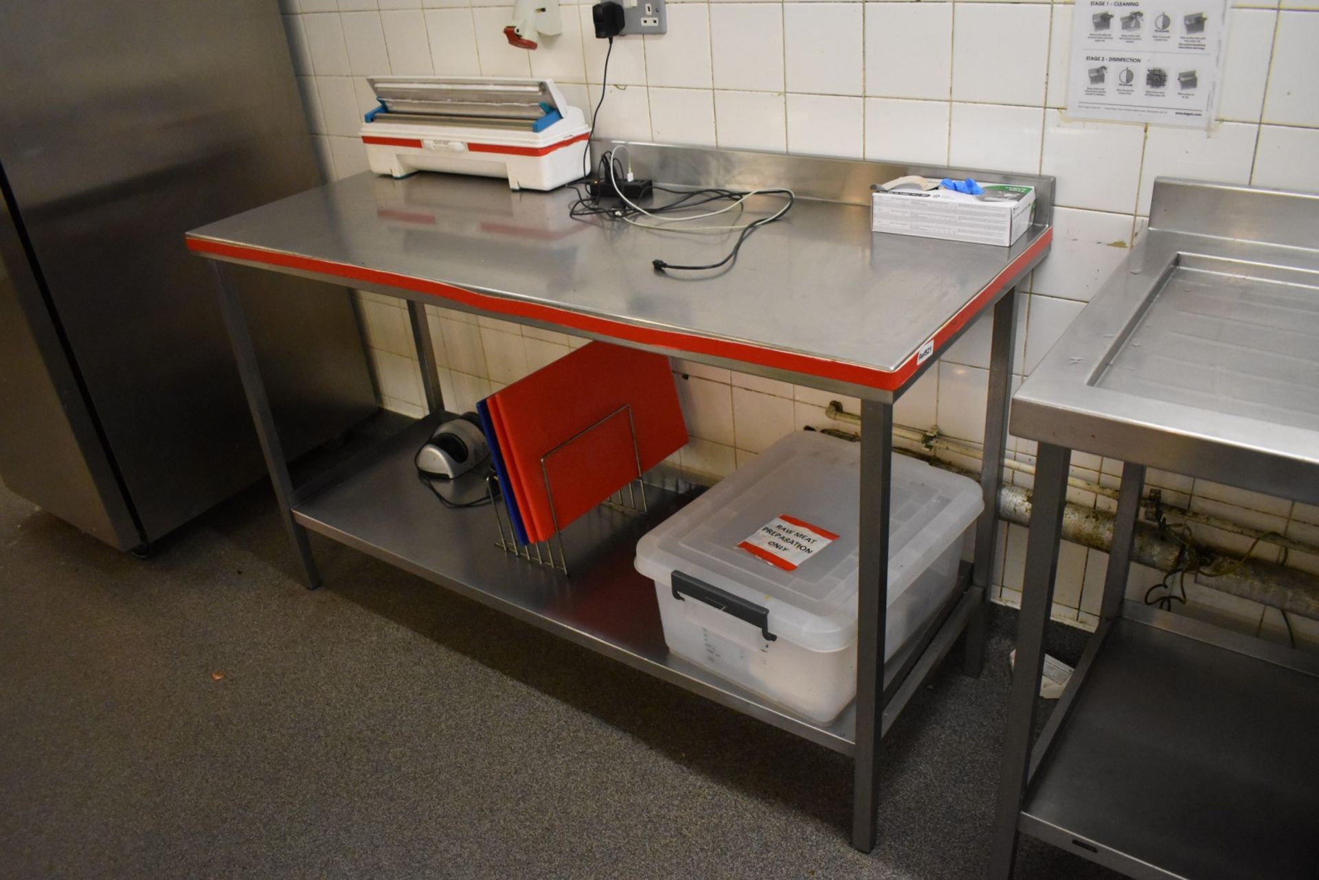 1 x Stainless Steel Kitchen Prep Bench With Upstand and Undershelf - H80 x W150 x D60 cms - Ref C521 - Image 3 of 3