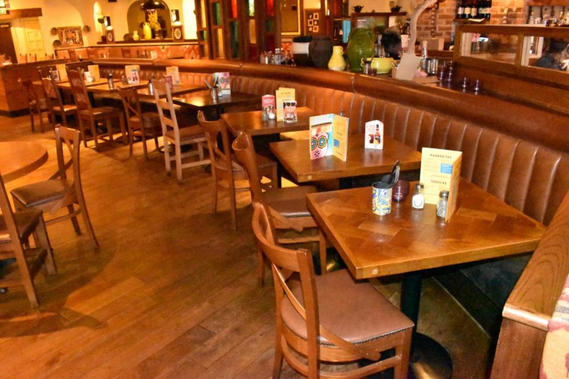 1 x Long Curved Seating Bench From Mexican Themed Restaurant - CL461 - Ref PR891 - Location: London - Image 2 of 14