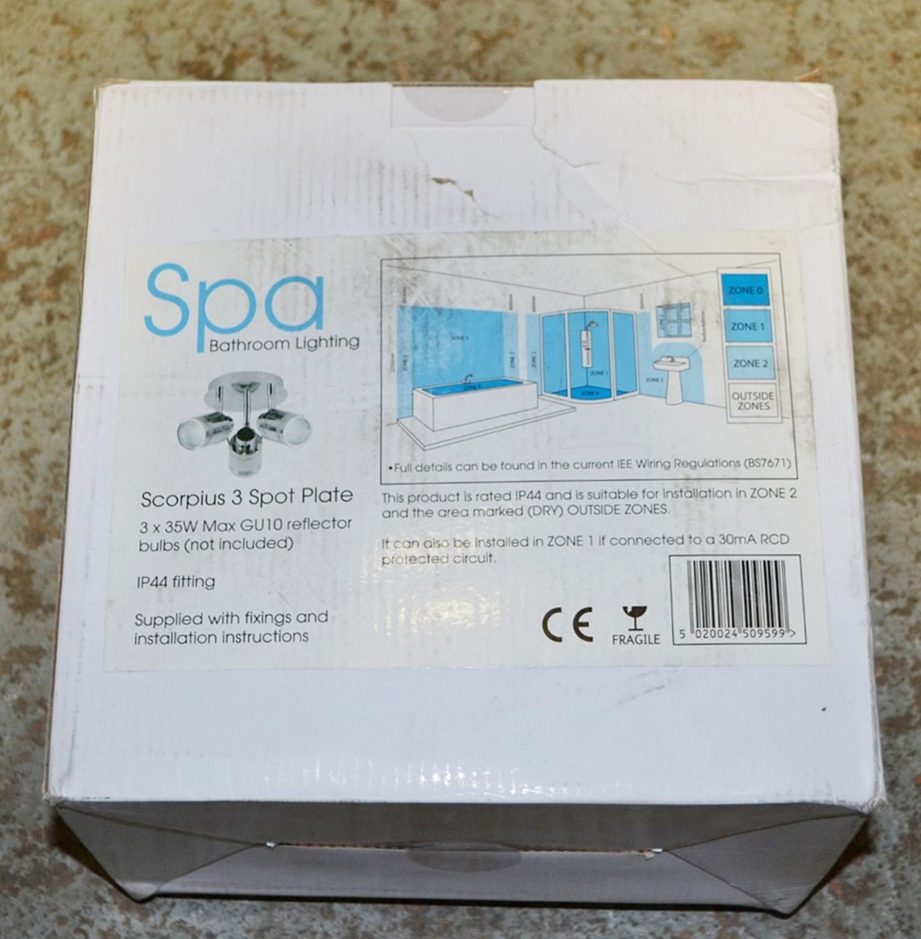 1 x Spa Bathroom Lighting Scorpius 3 Spot Plate - Brand New and Boxed - Ref: P - CL323 - Location: A - Image 2 of 2