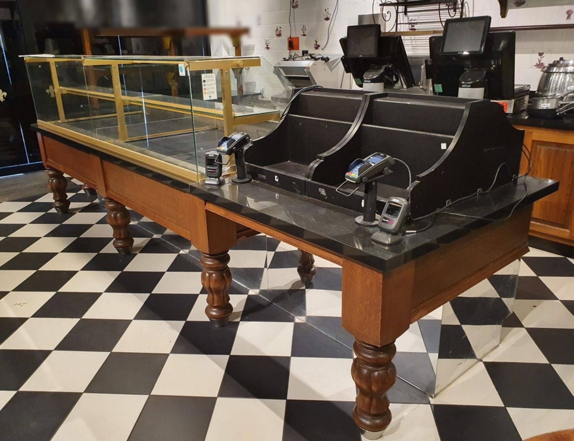 1 x Patisserie Refrigerated Display Service Counter in Oak and Gold With Granite Worktops and - Image 3 of 25