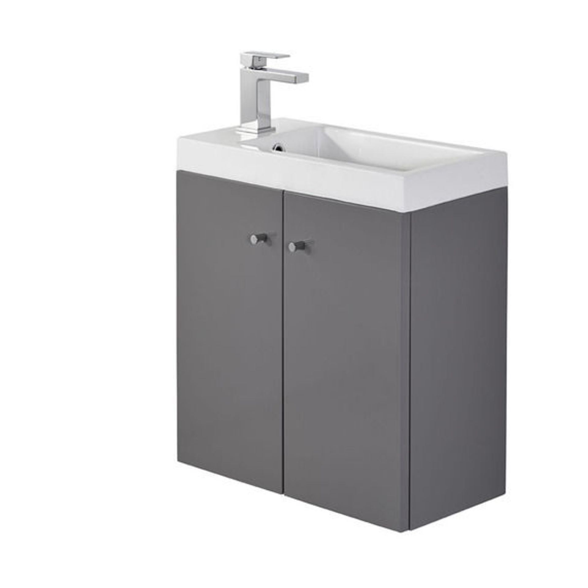 10 x Alpine Duo 495 Wall Mounted Vanity Units In Gloss Grey - Brand New Boxed Stock - Dimensions: - Image 4 of 5