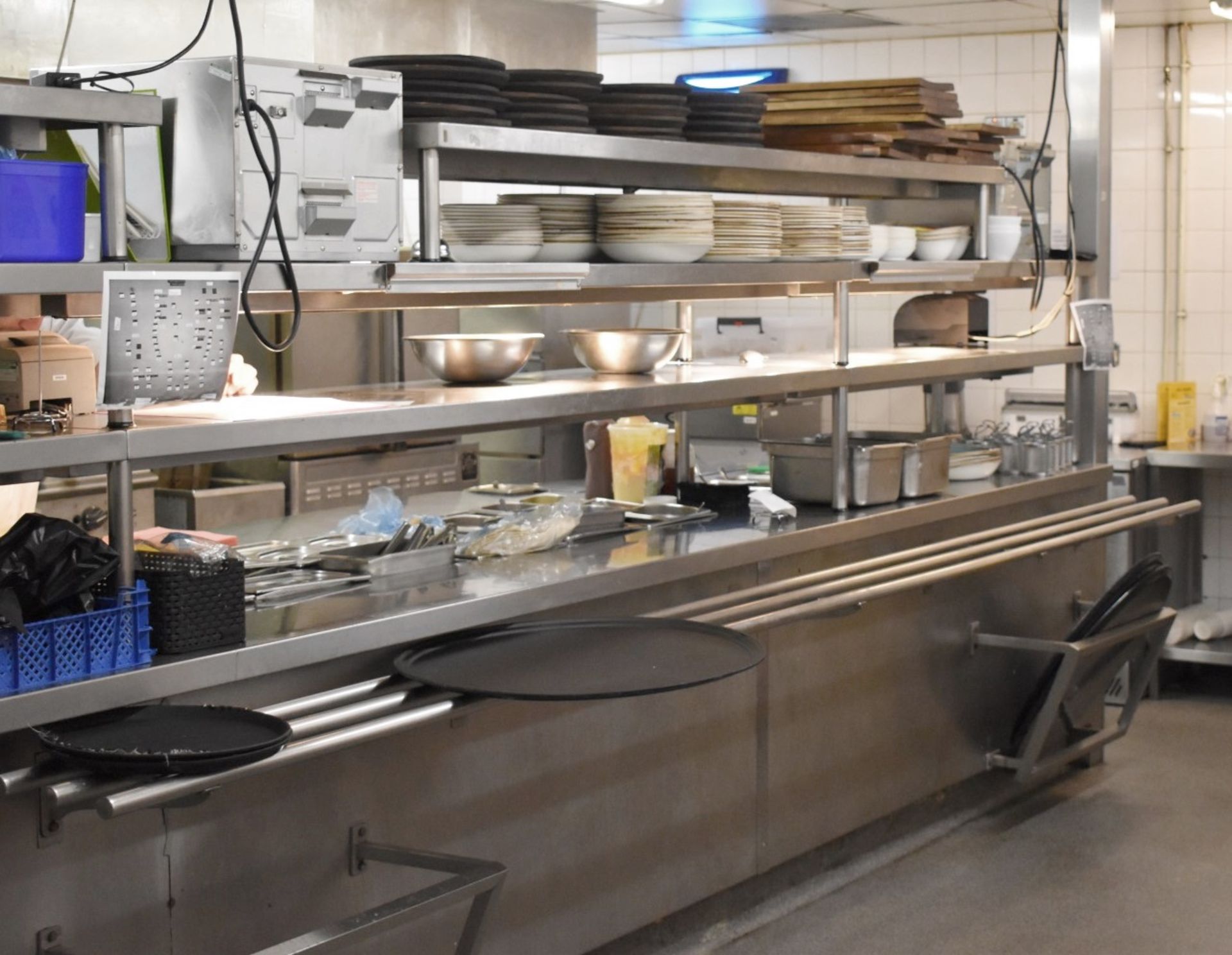 1 x Large Commercial Kitchen Passthrough Heated Gantry Island With Integrated Fosters Undercounter - Image 2 of 22