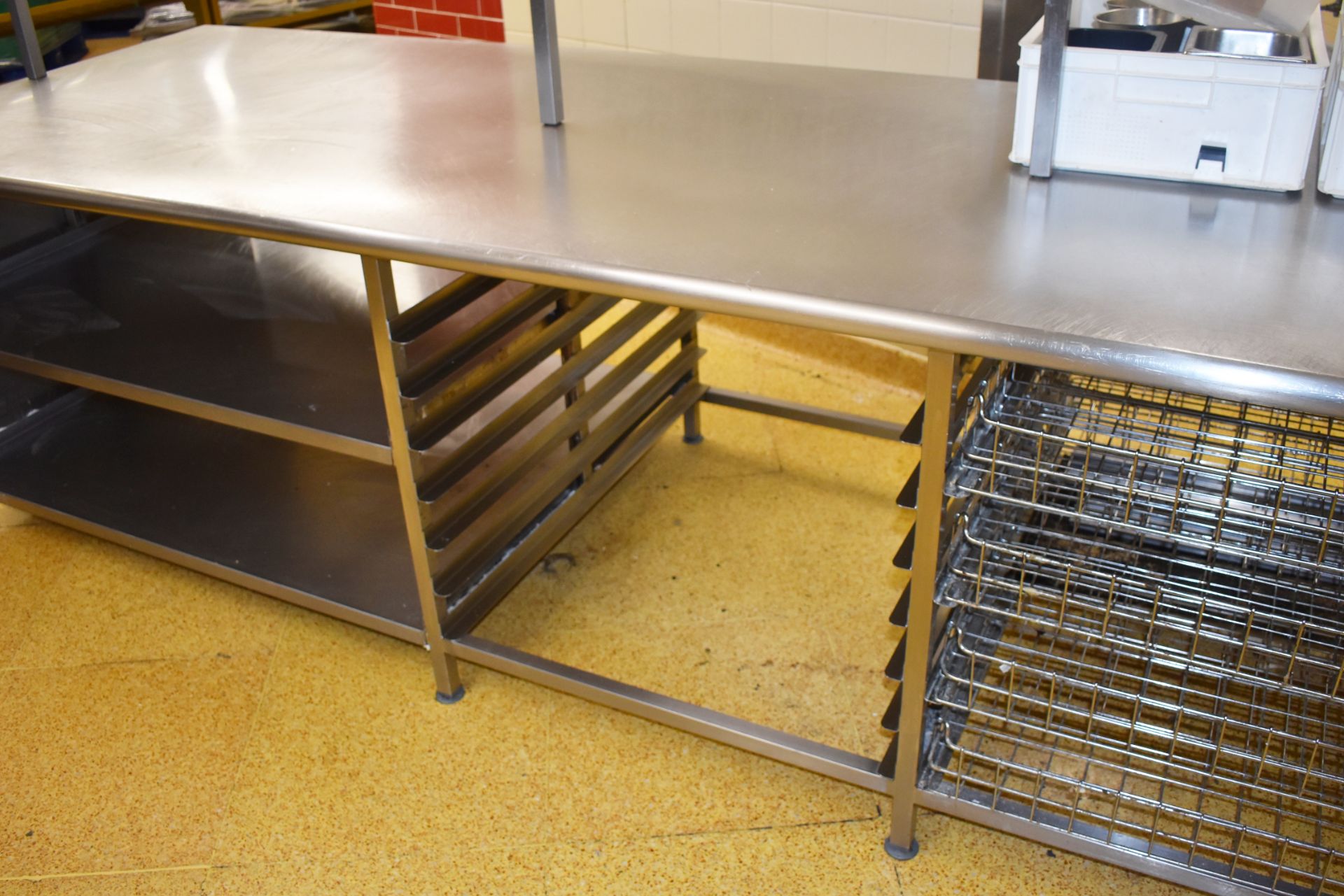 1 x Stainless Steel Commercial Kitchen Island - 10 x 4ft - Features Overhead Gastro Pan Holders, - Image 2 of 10