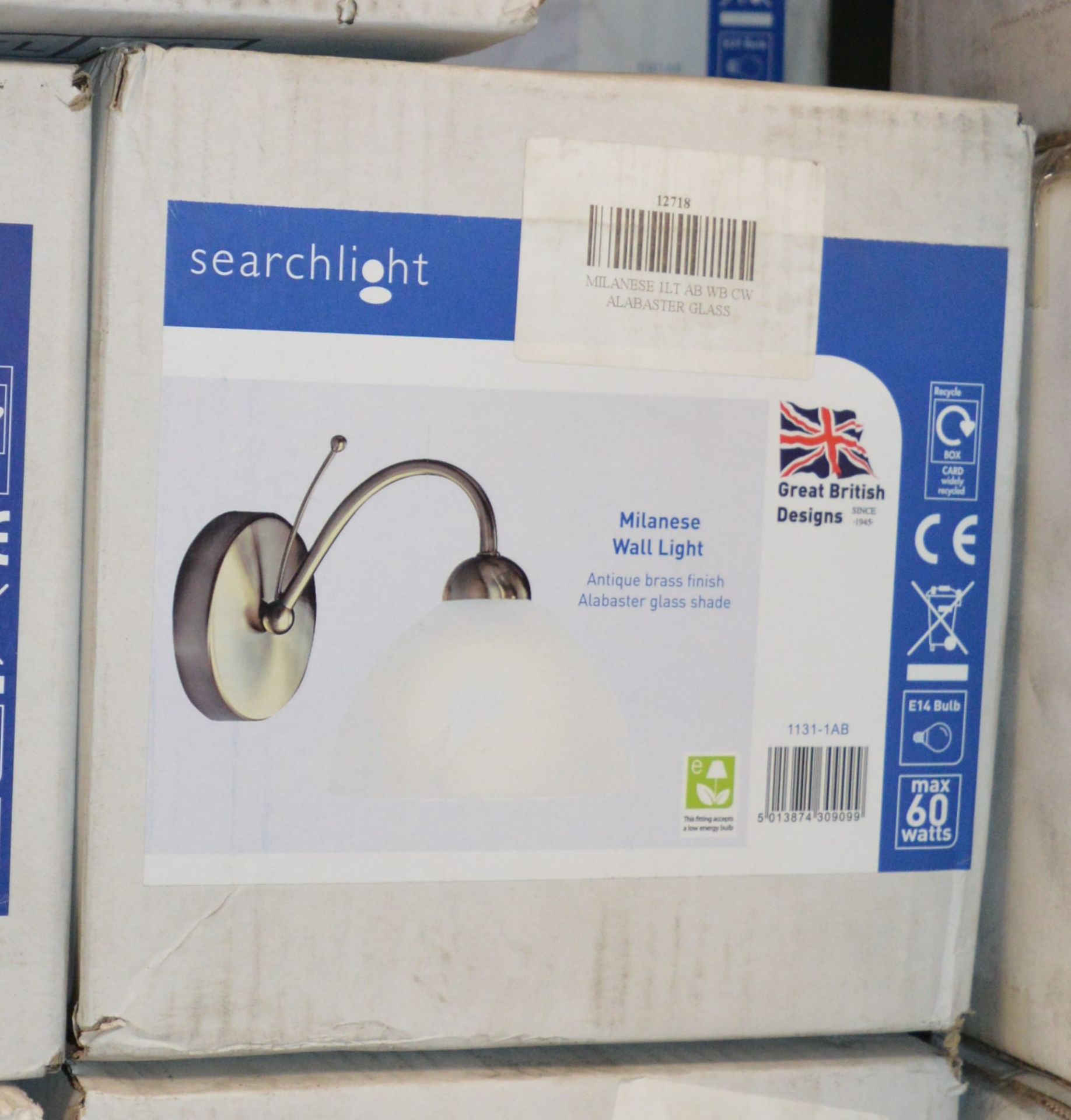 1 x Searchlight Milanese 1 Light Wall Light Antique Brass - Product Code 1131-1AB - New Boxed