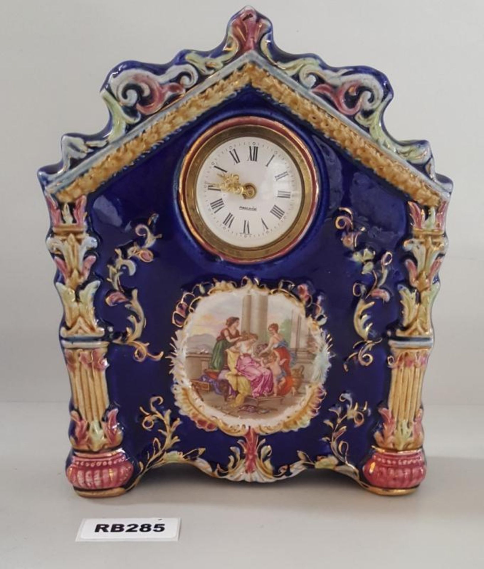 1 x Antique Mercedes Germany Porcelain Clock - Ref RB285 E - Dimensions: H24/L20/W5 cm - CL334 - Loc