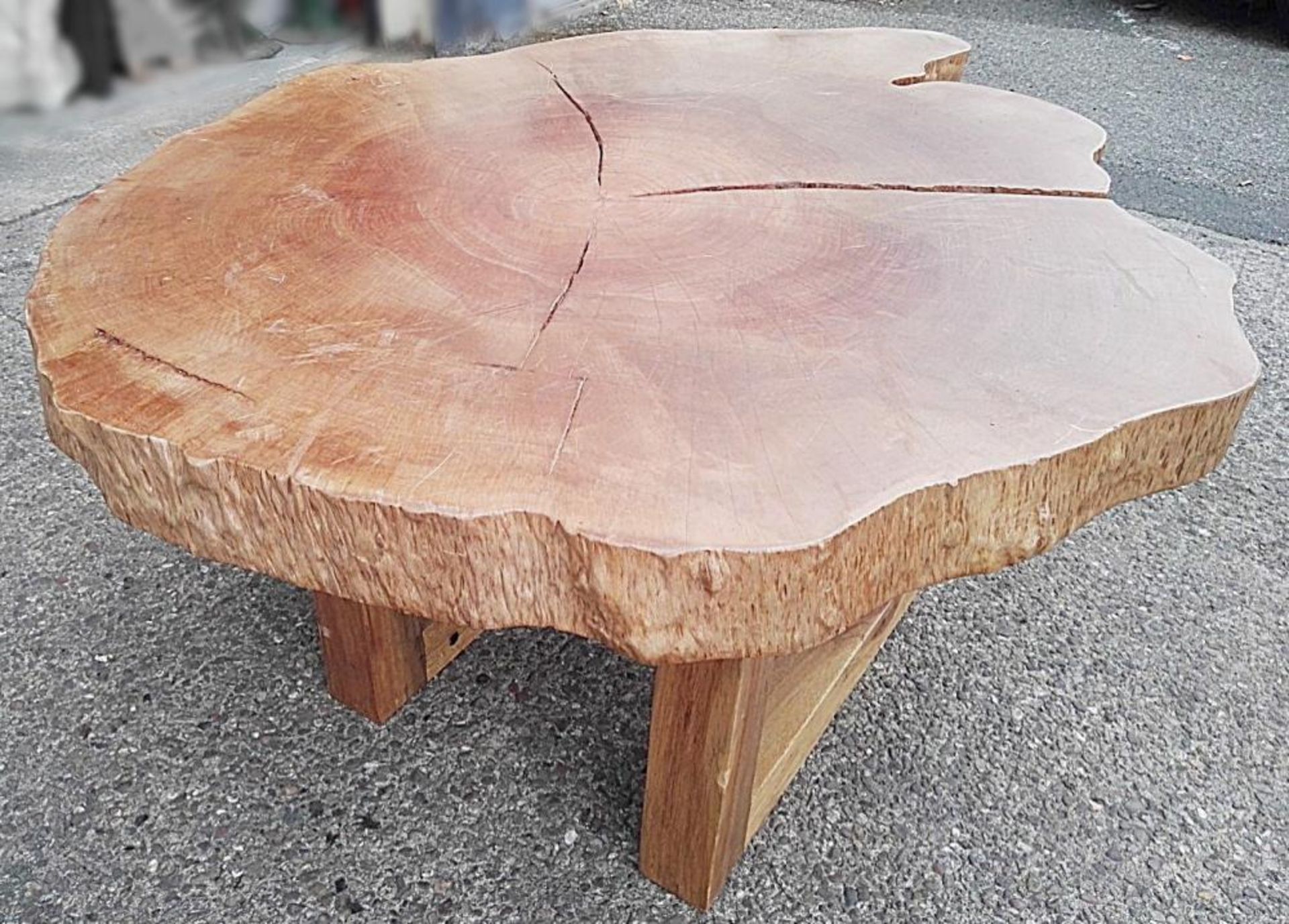 1 x Unique Reclaimed Solid Tree Trunk Coffee Table - Dimensions (approx): W152 x D129 x H63.3cm - Re