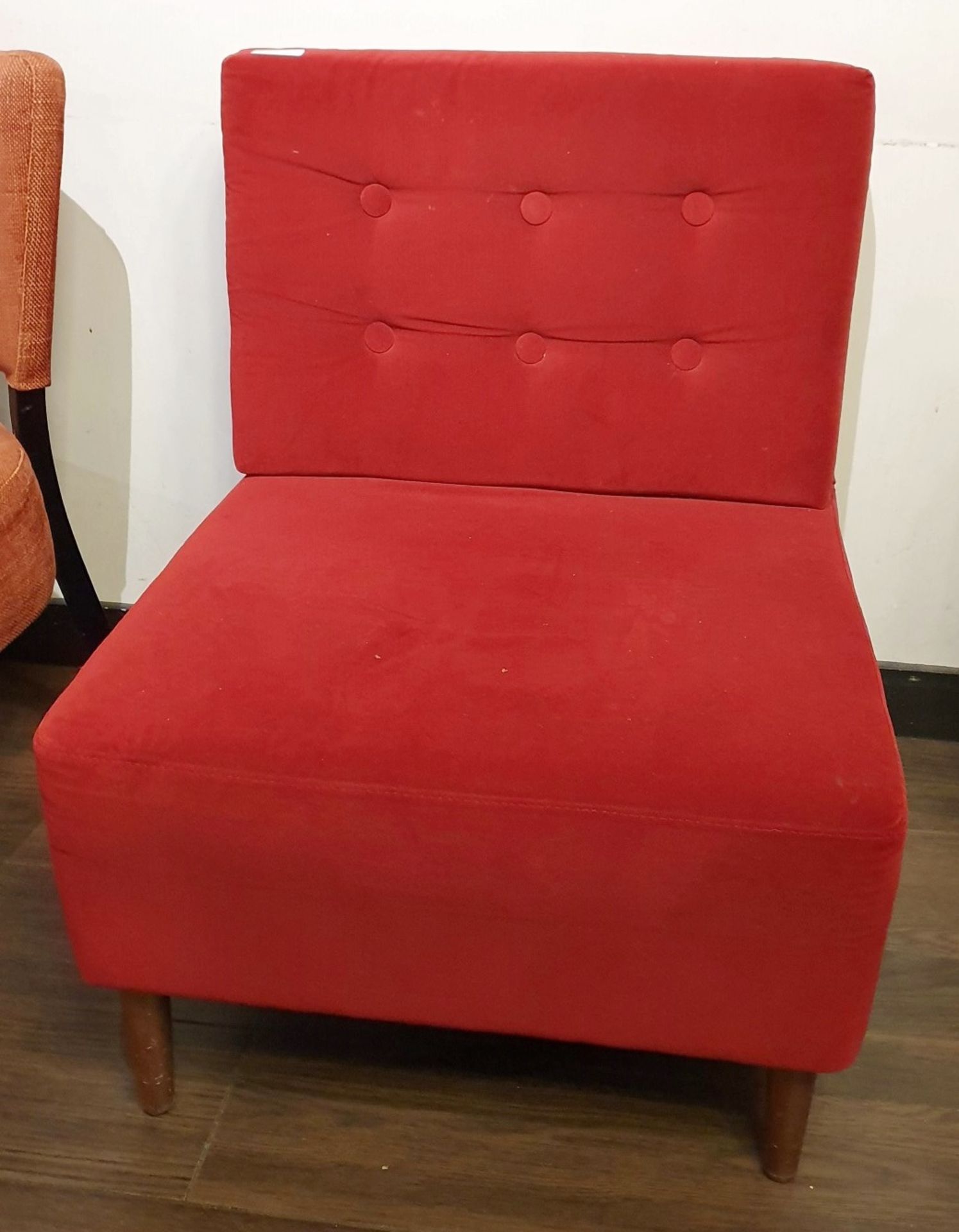 1 x Button Back Modular Chair in Red Fabric - H44/80 x W67 x D70 cms - Ref PA157 - CL463 - Location: - Image 2 of 2
