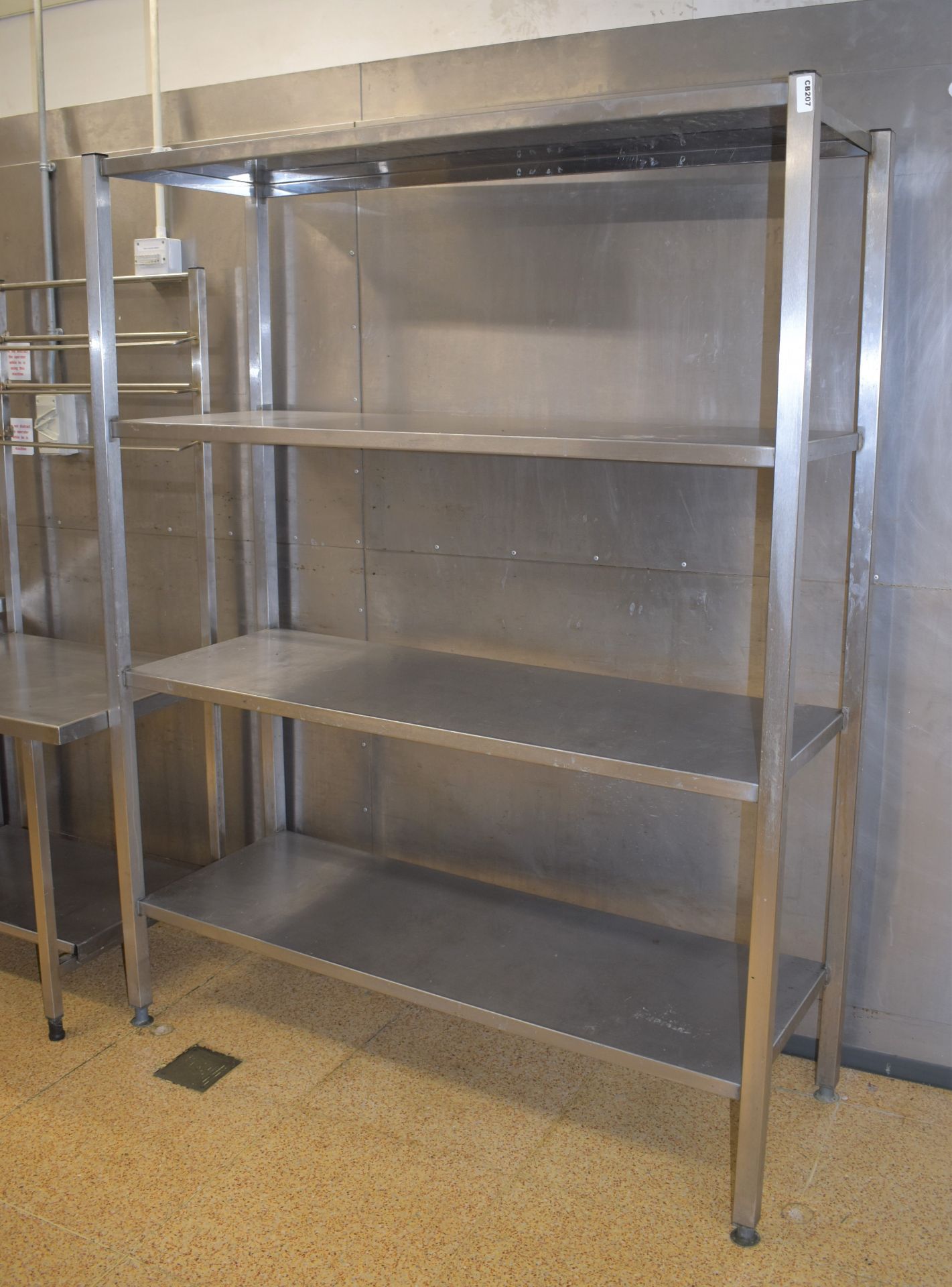 1 x Three Tier Stainless Steel Fixed Shelf Unit - H191 x W150 x D54 cms - CL455 - Ref CB207 -