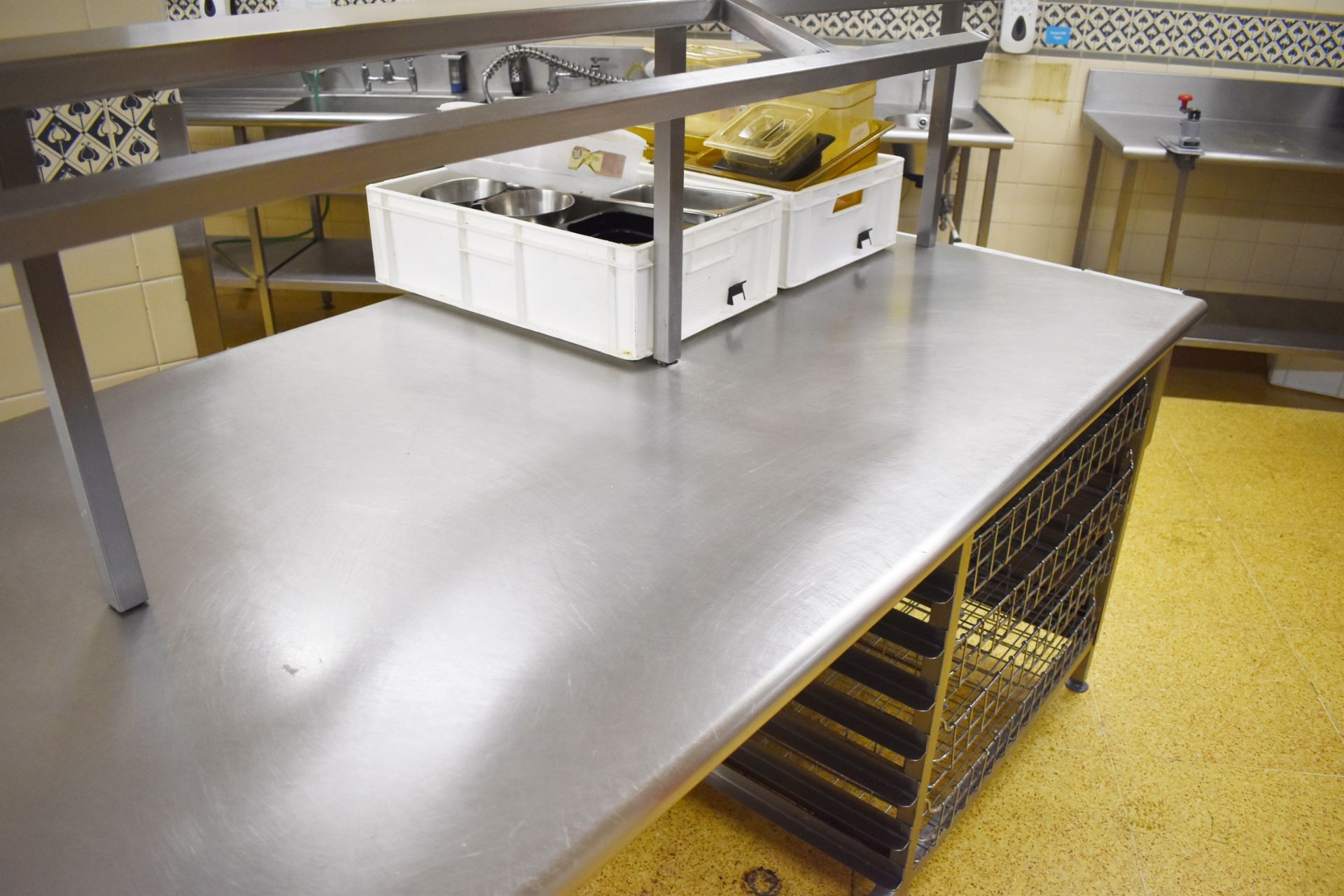 1 x Stainless Steel Commercial Kitchen Island - 10 x 4ft - Features Overhead Gastro Pan Holders, - Image 3 of 10