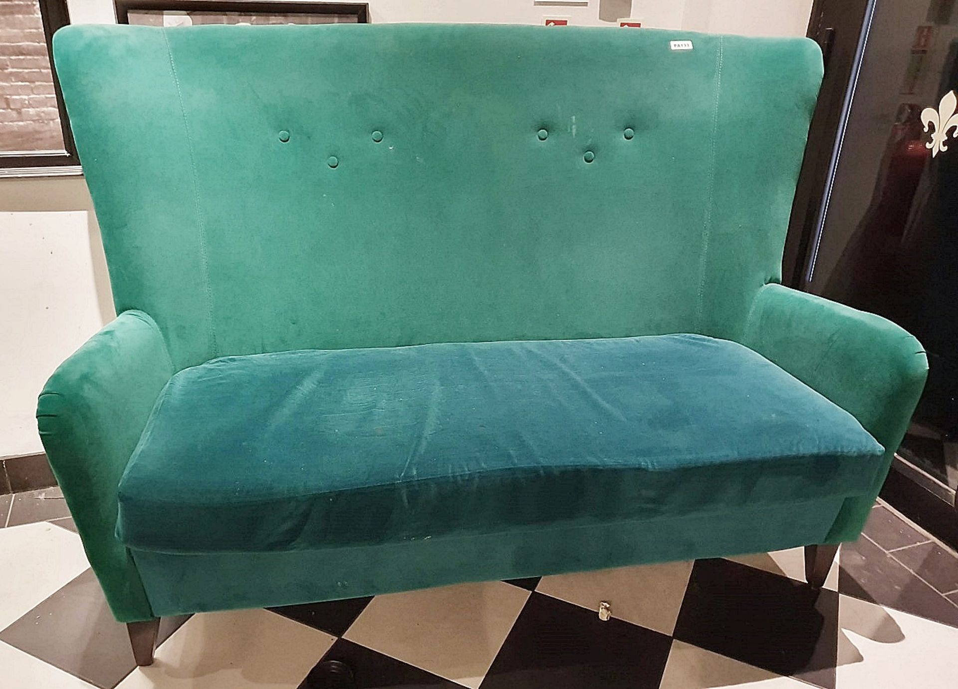 1 x Satelliet Retro 1960's Style High Back Sofa in Green - H110 x W158 x D70 cms - Ref PA133 - CL463 - Image 2 of 4