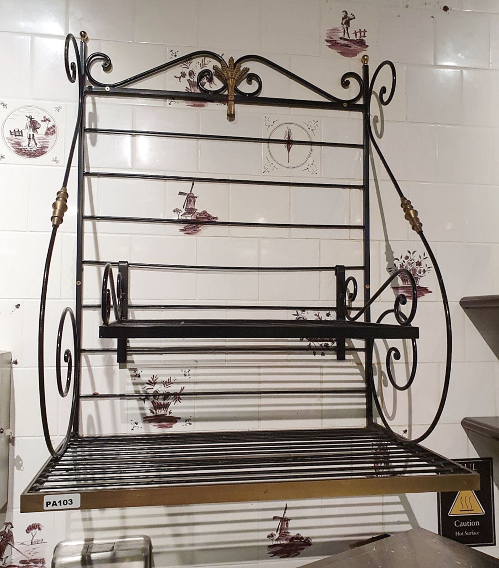 1 x Ornate Wall Mounted Wall Shelf With Hanging Rack in Black - H90 x W71 x D43 cms - Ref PA103 -