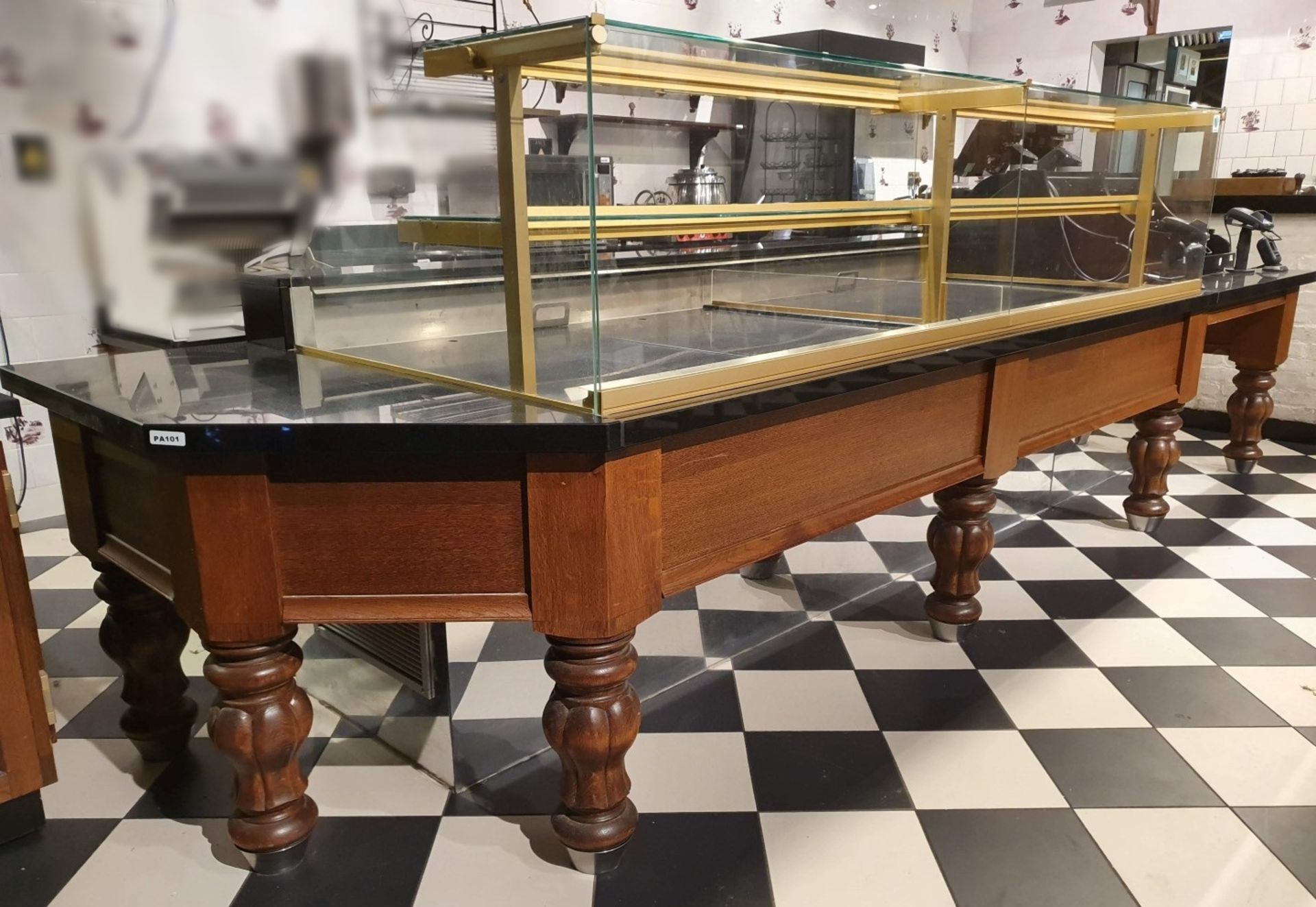 1 x Patisserie Refrigerated Display Service Counter in Oak and Gold With Granite Worktops and - Image 2 of 25