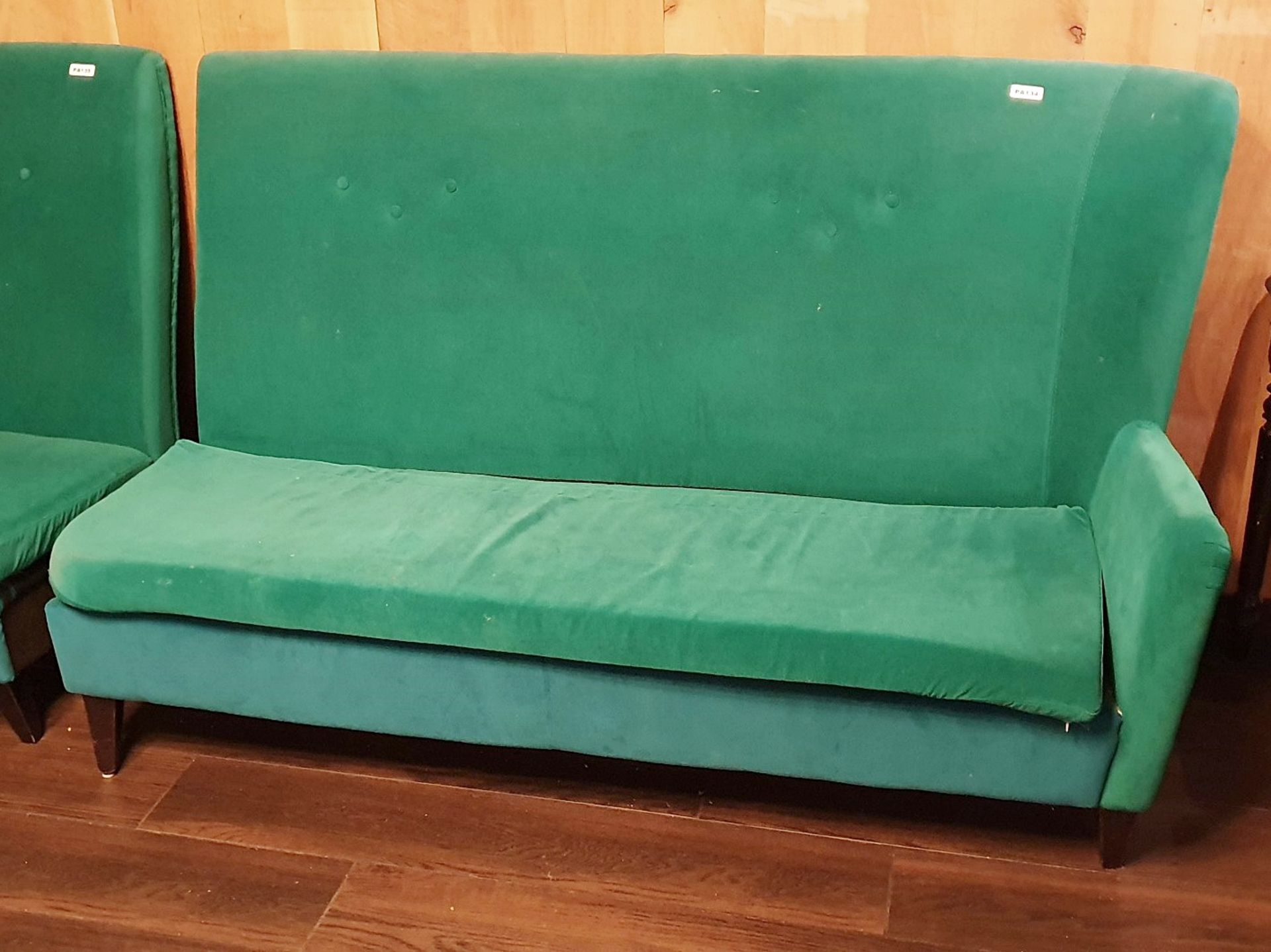 1 x Satelliet Retro 1960's Style High Back Sofa in Green - H110 x W335 x D70 cms - Ref PA134 / PA135 - Image 3 of 3