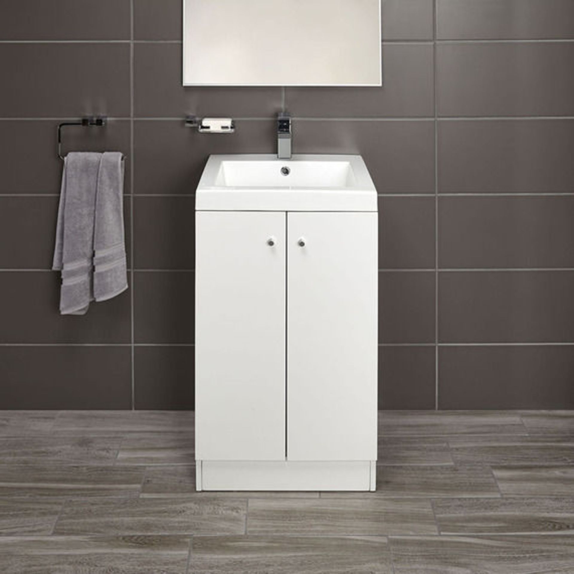 10 x Alpine Duo 500 Floor Standing Vanity unit - Gloss White - Brand New Boxed Stock - Dimensions: - Image 4 of 5