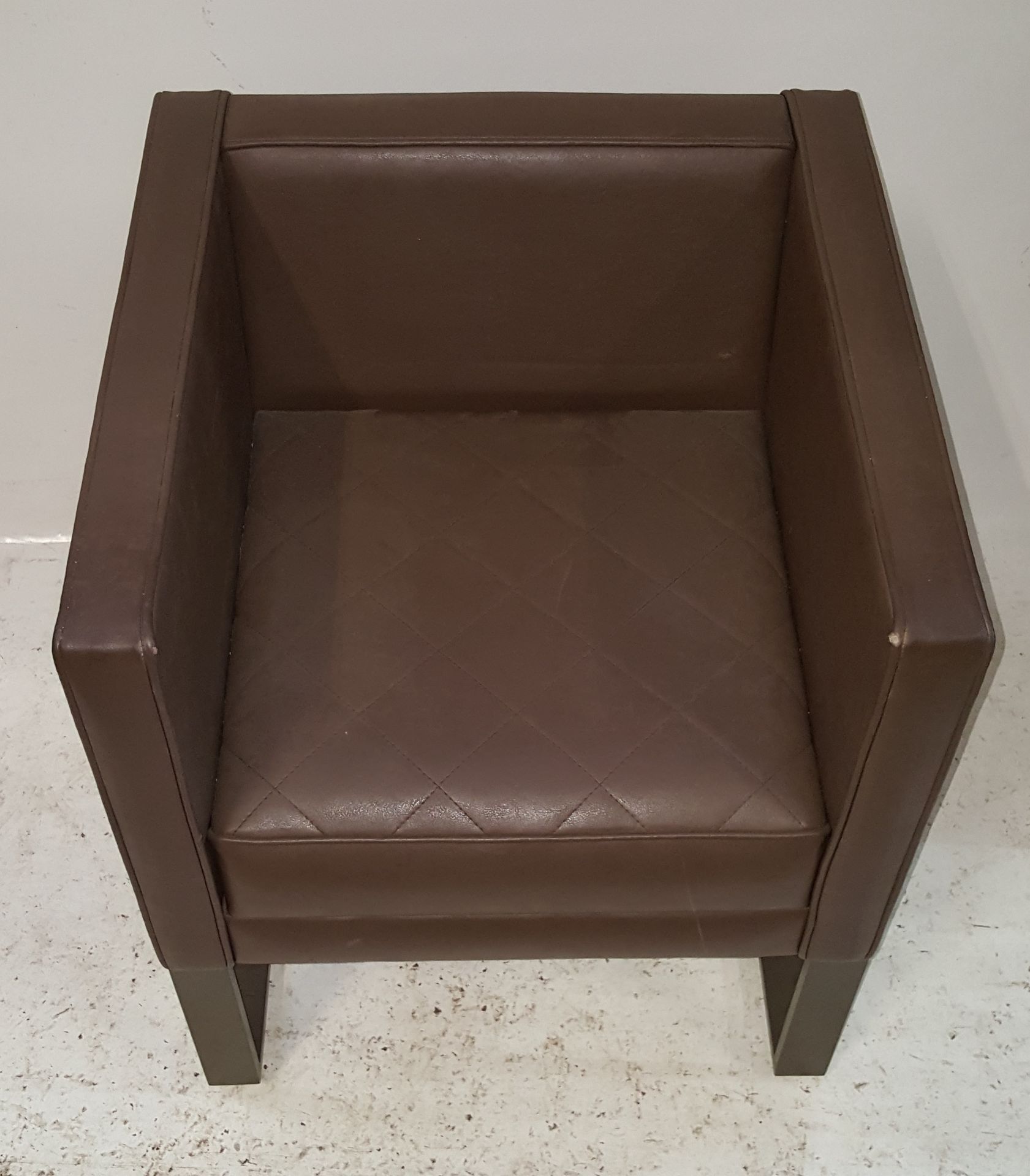 2 x Contemporary Armchairs With Brown Faux Leather Cushioned Seat Pads - Image 3 of 7