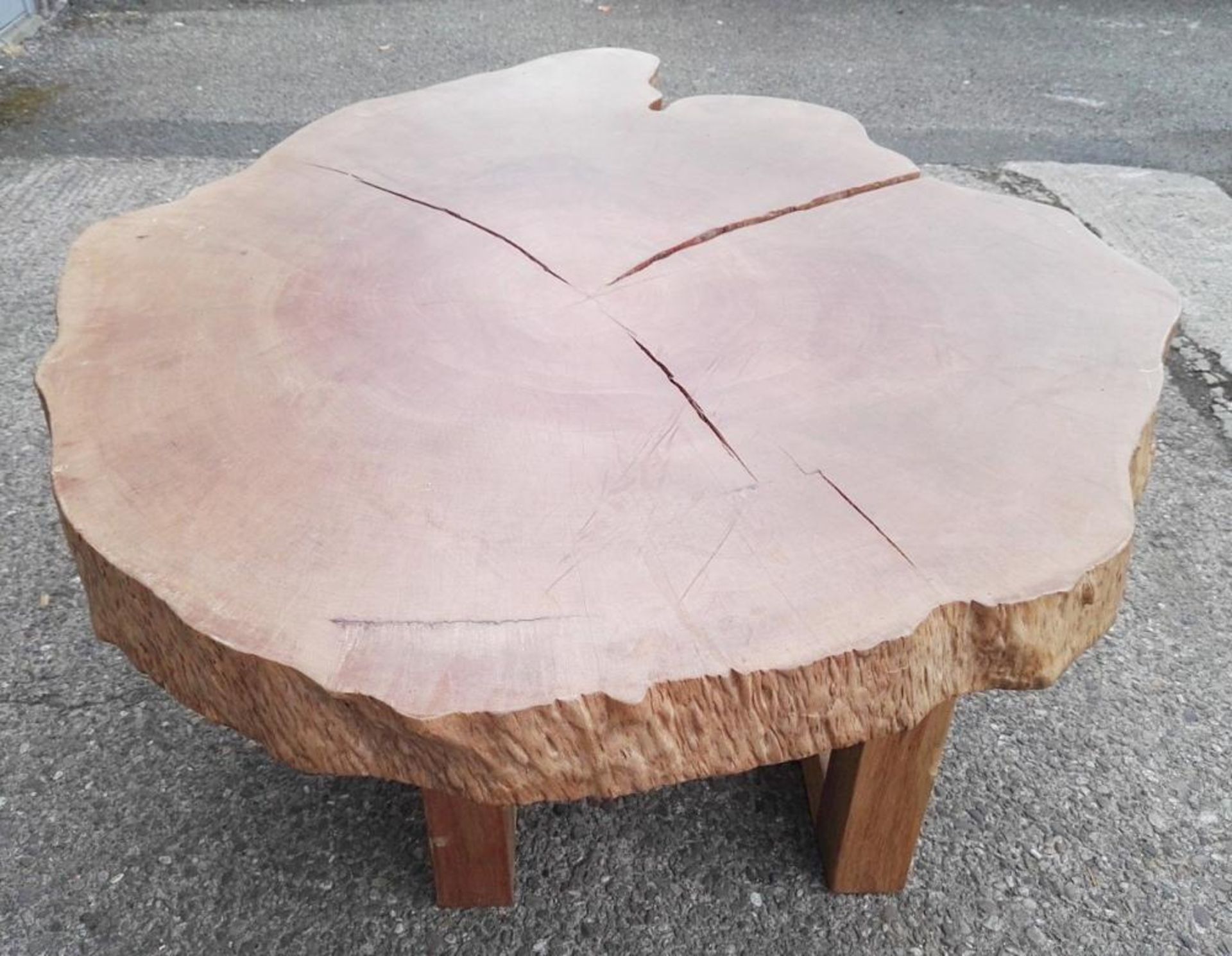 1 x Unique Reclaimed Solid Tree Trunk Coffee Table - Dimensions (approx): W152 x D129 x H63.3cm - Re - Image 5 of 7