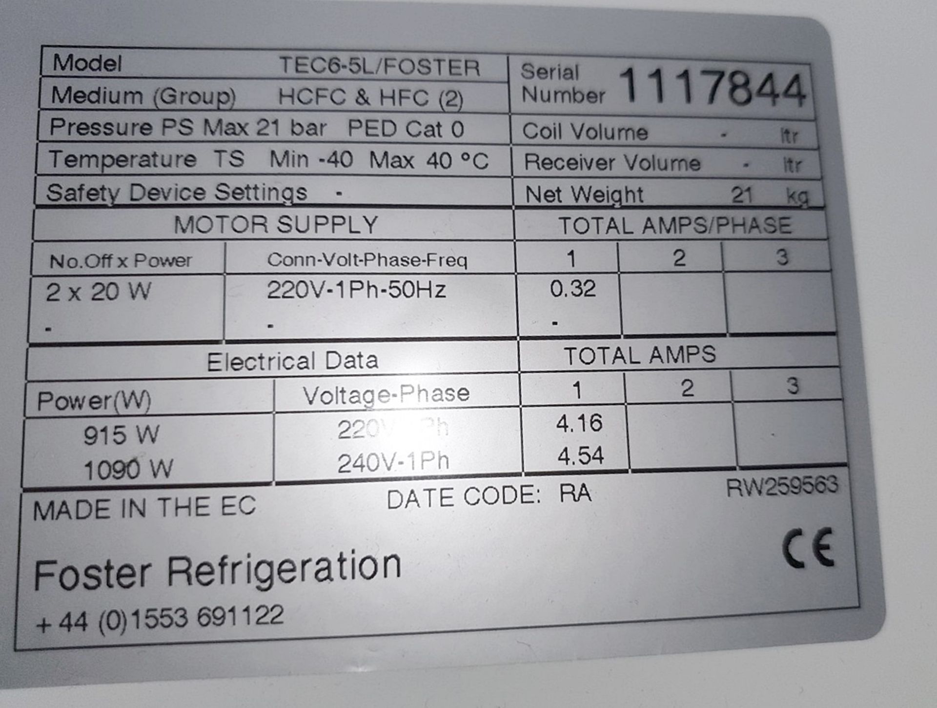 1 x Foster Walk In Refrigerator - Includes Door, Wall Panels, TEC6-5L Condenser and Cold Room - Image 12 of 18