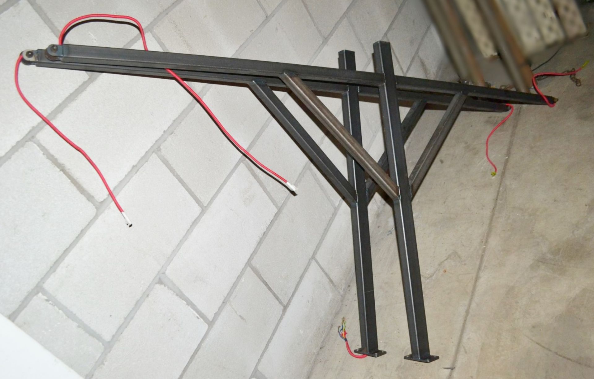 2 x Bespoke Industrial-style Y-Shaped Wrought Iron Lighting Fixtures - Dimensions: 98 x 186cm