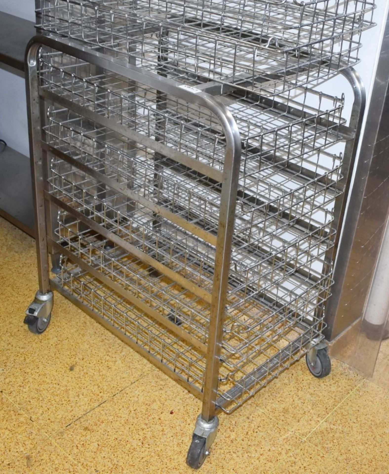 1 x Stainless Steel Basket Trolley With Lockable Castor Wheels and Five Chrome Wire Baskets - H100 x - Image 2 of 2
