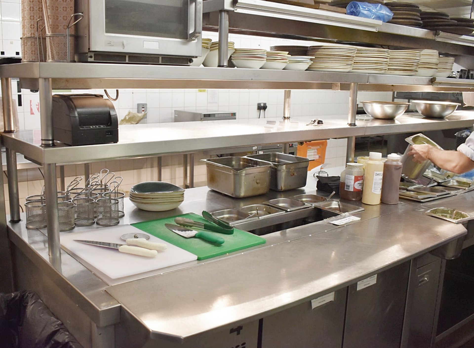 1 x Large Commercial Kitchen Passthrough Heated Gantry Island With Integrated Fosters Undercounter - Image 16 of 22