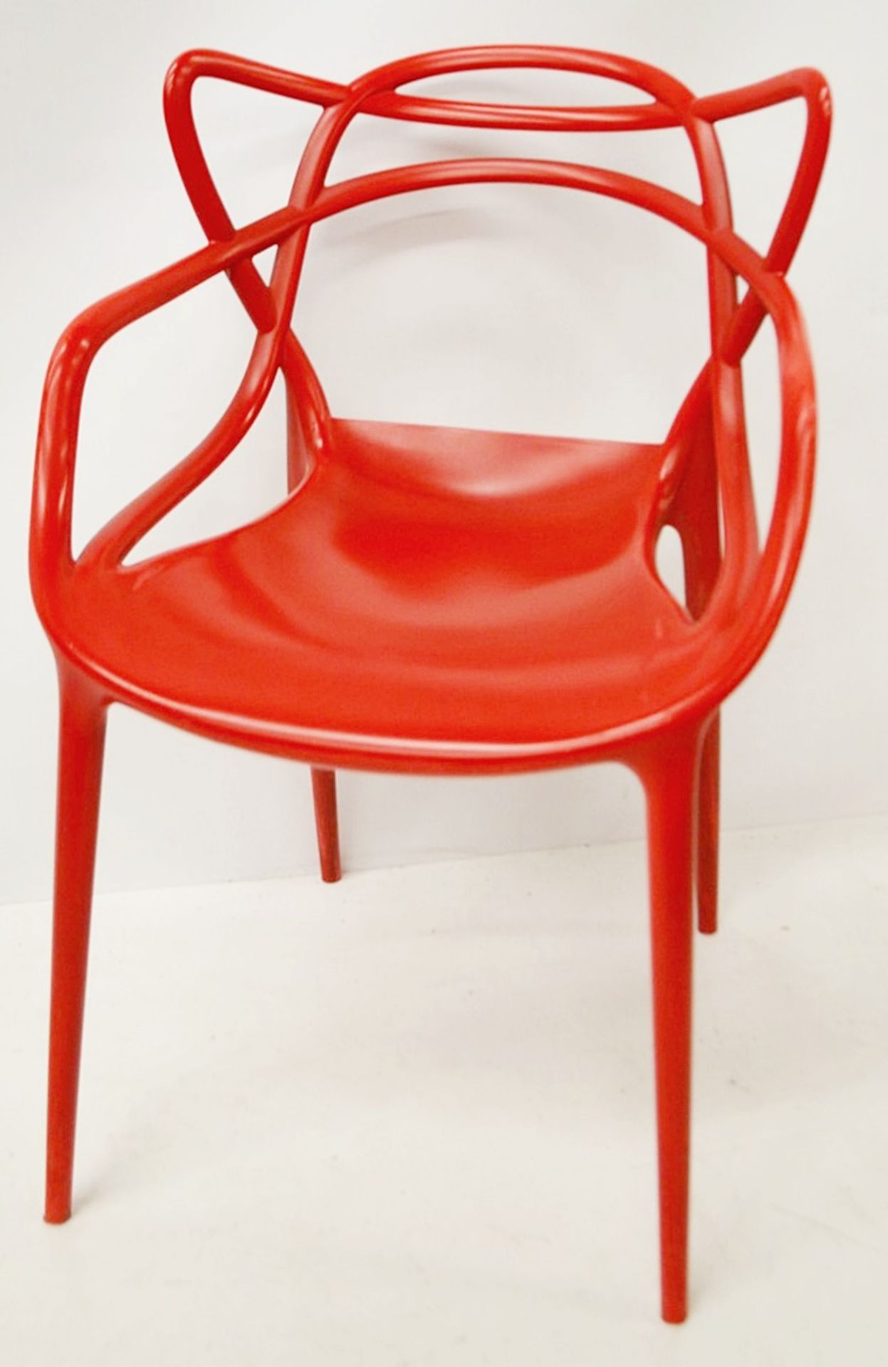 4 x Philippe Starck For Kartell 'Masters' Designer Red Gloss Bistro Chairs - Made In Italy - Used