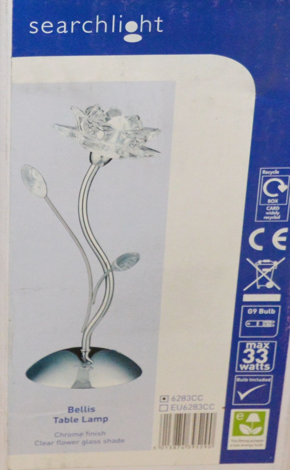 2 x Searchlight Bellis Table Lamps With Chrome Finish and Clear Flower Glass Shades - Product Code - Image 2 of 2