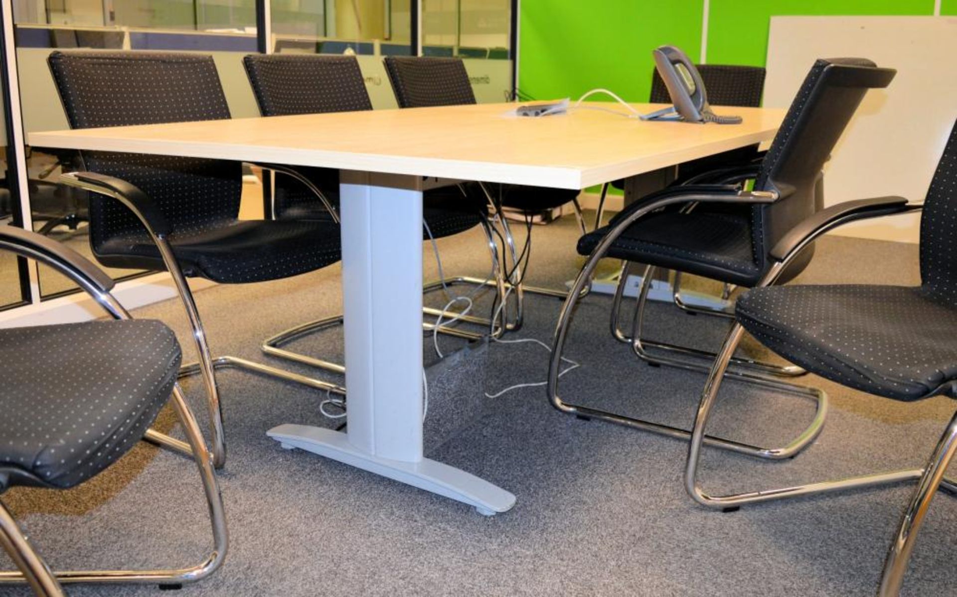 8 x Stackable Boardroom Meeting Chairs in Black With Chrome Stands and Arm Rests - Contemporary - Image 3 of 7