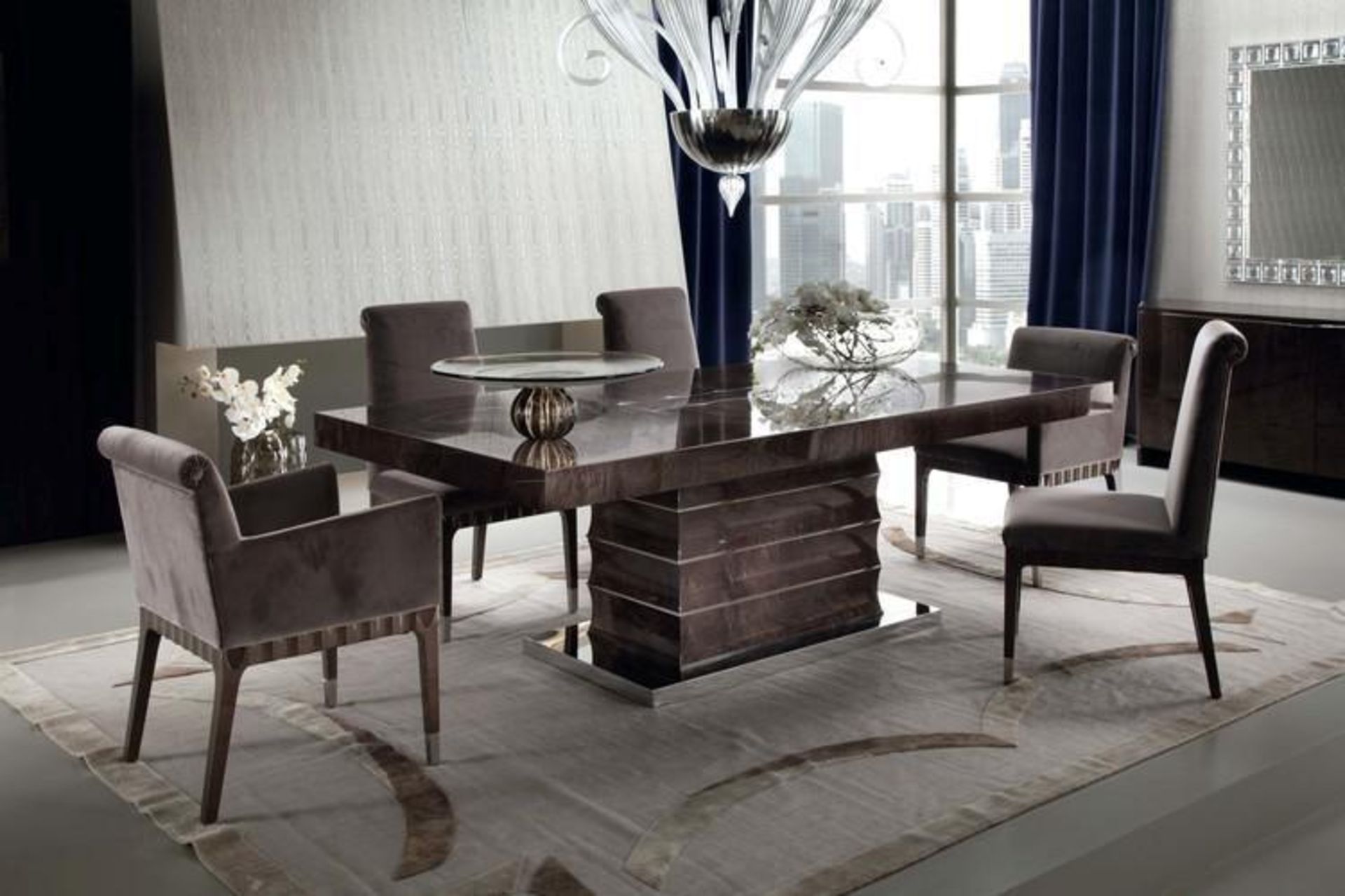 1 x Giorgio Absolute Dining Extension Table 4000 – Mako Japanese Tamos Burl Veneer With a High Gloss - Image 5 of 24