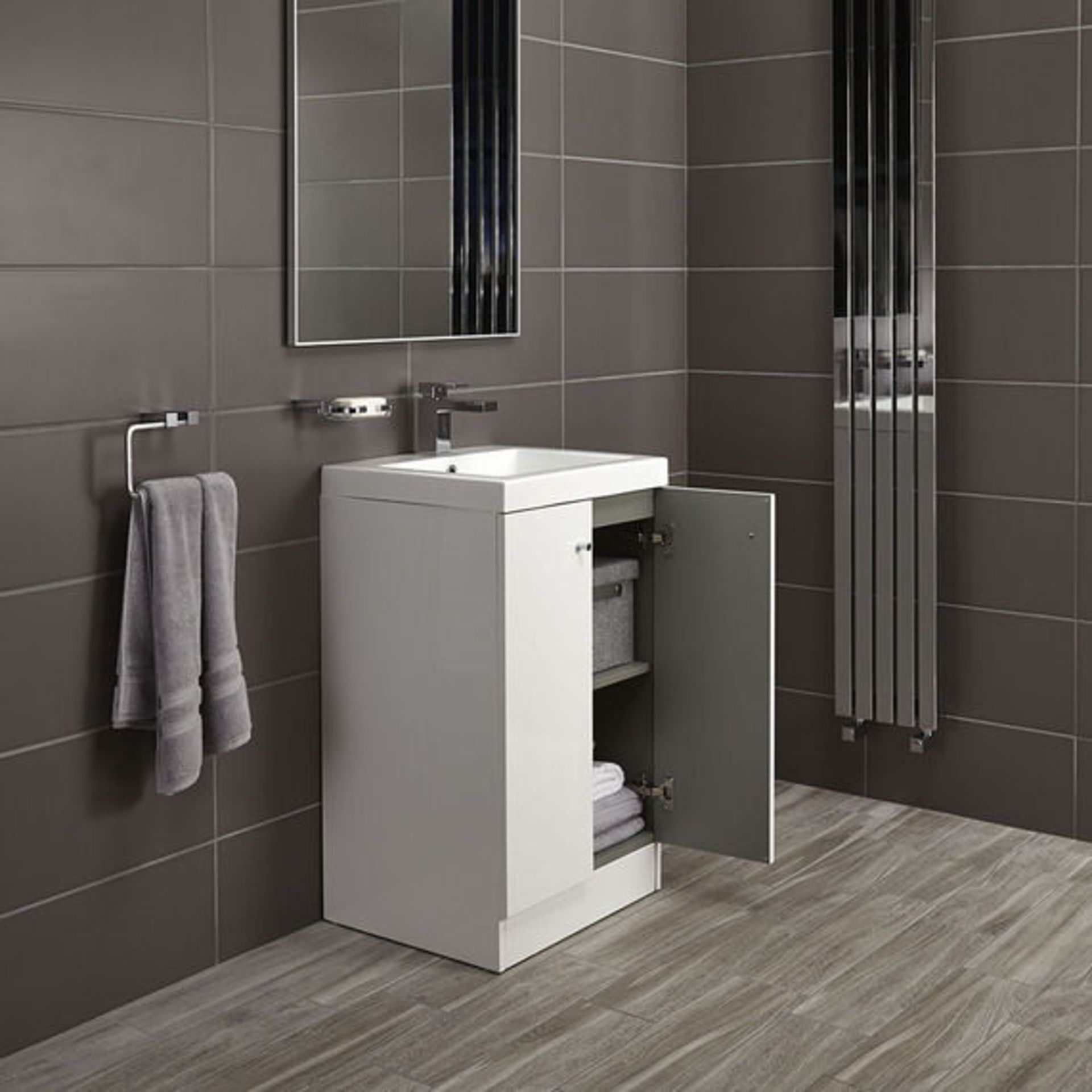 10 x Alpine Duo 500 Floor Standing Vanity unit - Gloss White - Brand New Boxed Stock - Dimensions: - Image 3 of 5