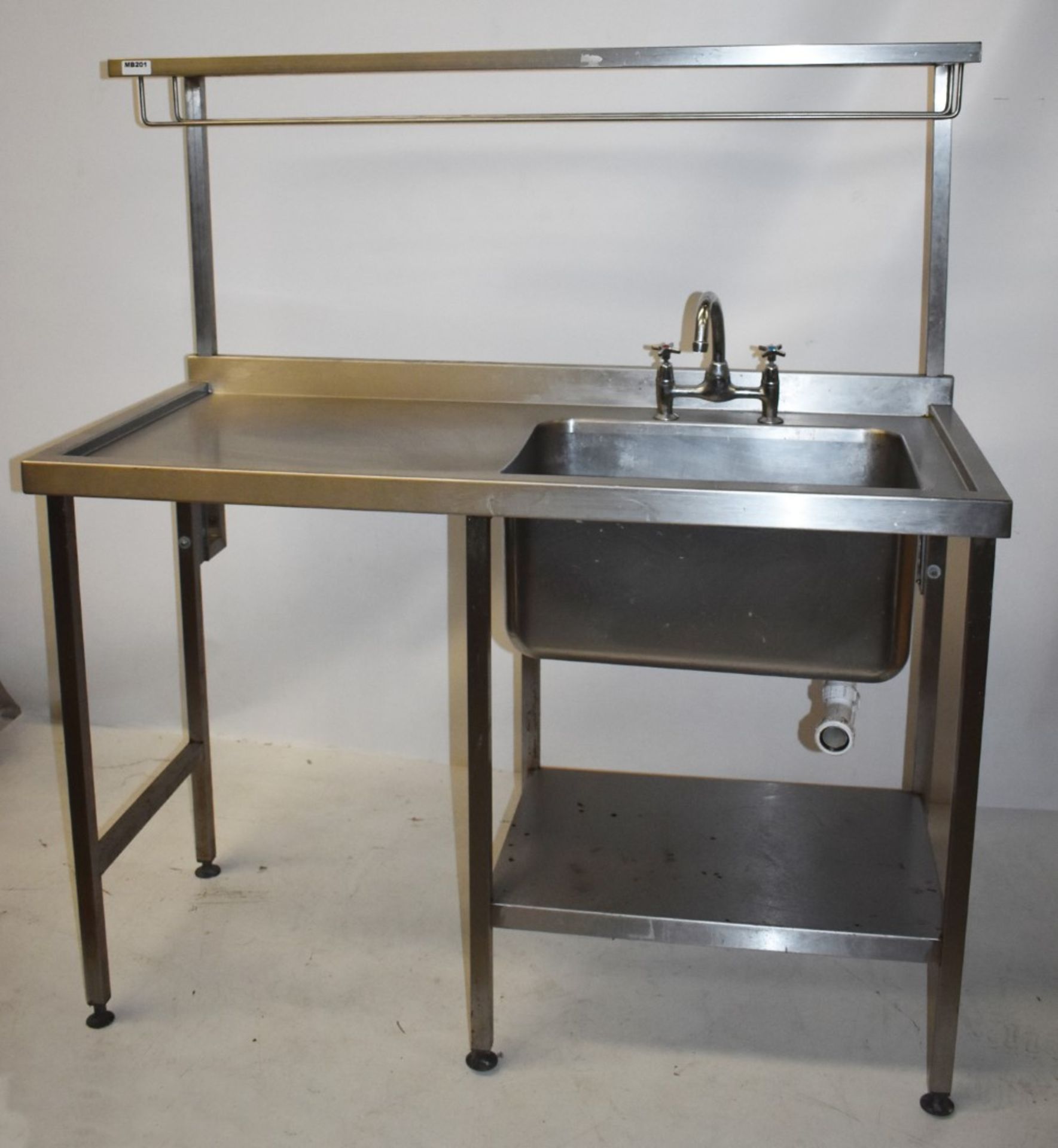 1 x Stainless Steel Sink Basin Wash Stand Unit - Right Hand Sink Basin With Mixer Taps, Drip Proof - Image 2 of 9