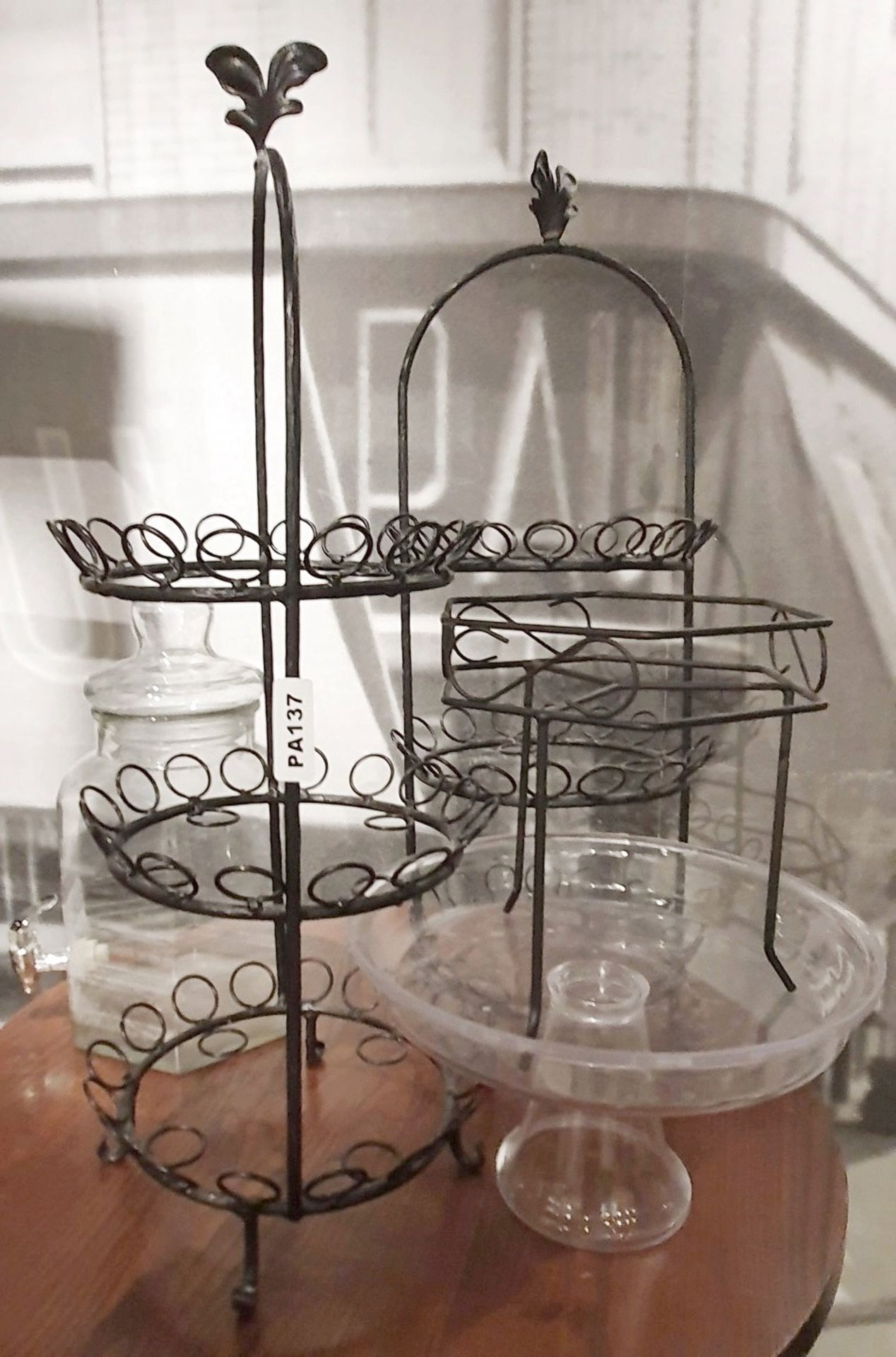 Assorted Collection to include 3 x Cake Stands and 1 x Glass Drinks Dispenser - Ref PA137 -