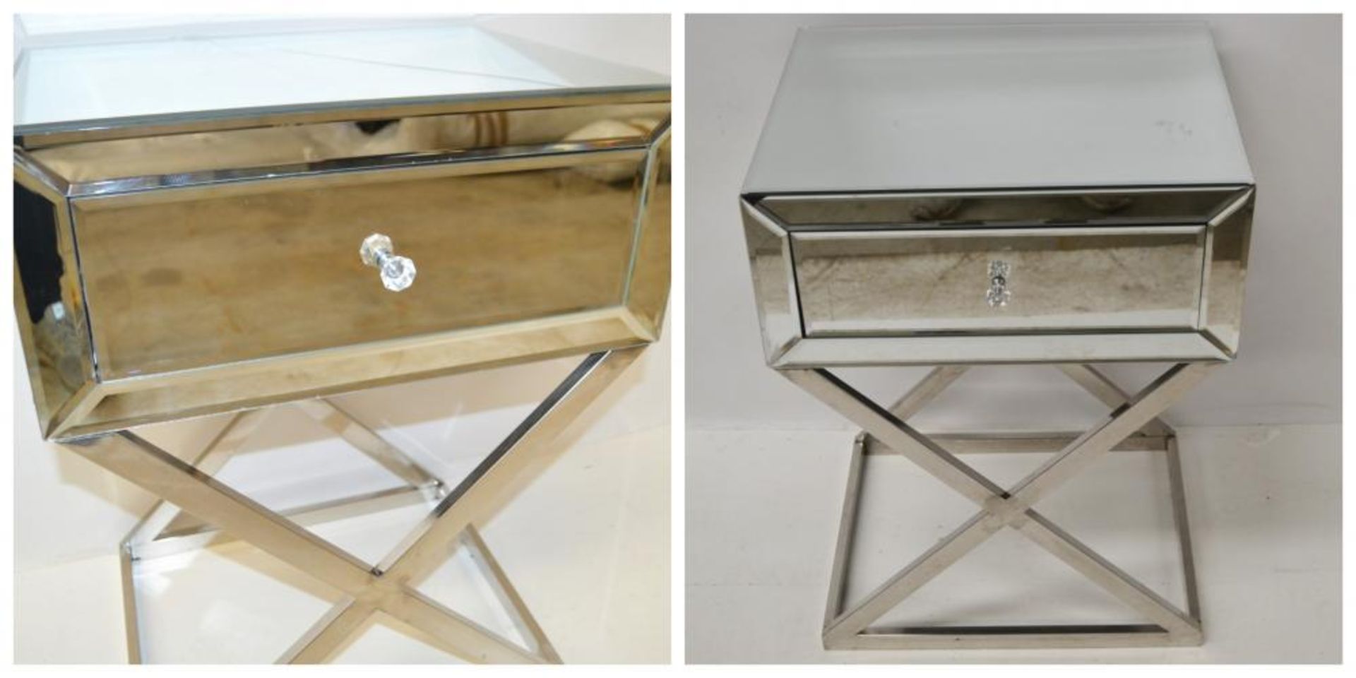 2 x Mirrored Glass Side Tables - Ref: BLT377 - CL380 - NO VAT - Location: Altrincham WA14