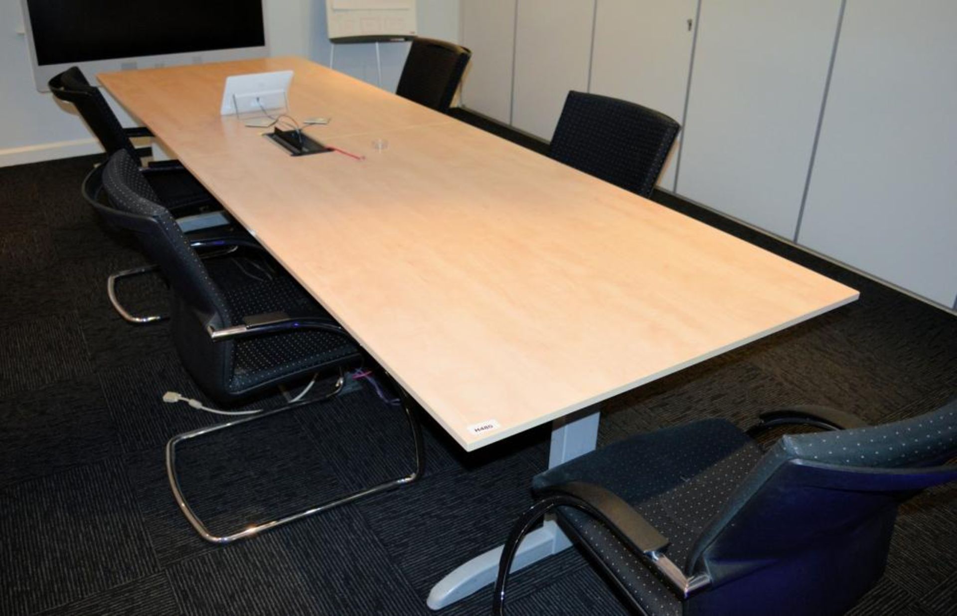 1 X CONTEMPORARY BOARDROOM OFFICE MEETING TABLE - BIRCH FINISH - H73 X W320 X D100 CMS - REF H480