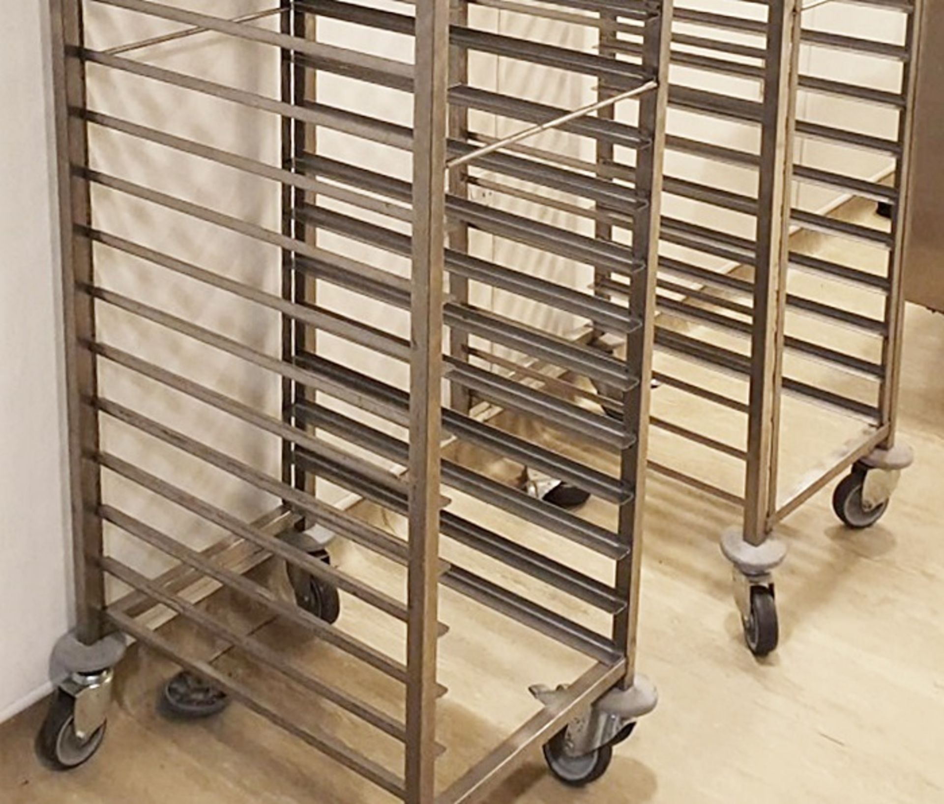 2 x Stainless Steel Rack Trolleys With 20 Tray Capacity Each - H184 x W46 x D61 cms - Ref PA118/ - Image 2 of 3