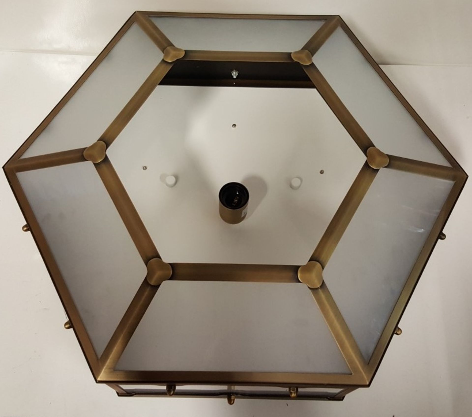 1 x Chelsom Flush Fitting Hexagonal Shaped Light Fitting In A Antique Brass Finish - REF:J2376 - Image 2 of 7