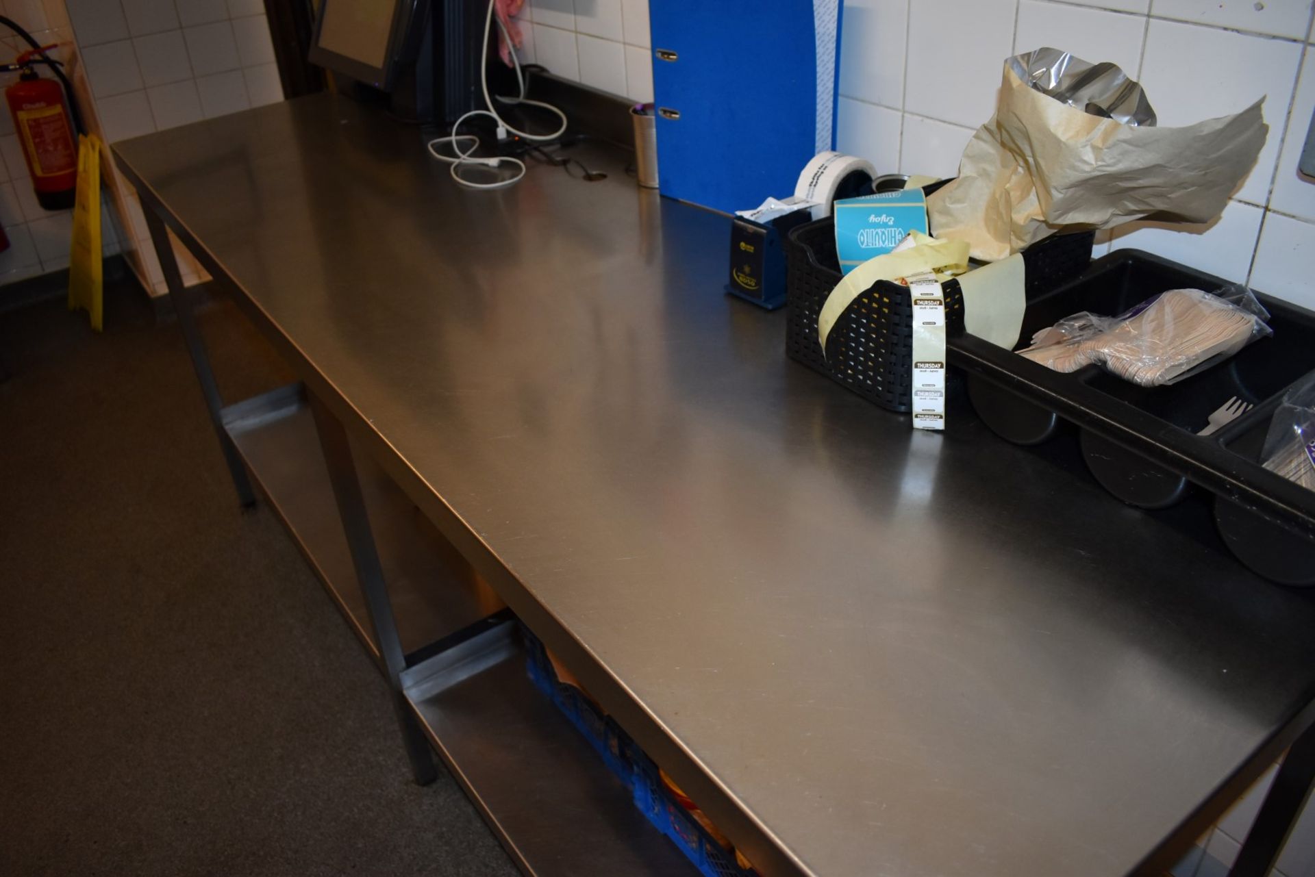 1 x Stainless Steel Commercial Prep Bench With Upstand and Undershelf - H81 x W210 x D70 cm - Ref C5 - Image 3 of 3