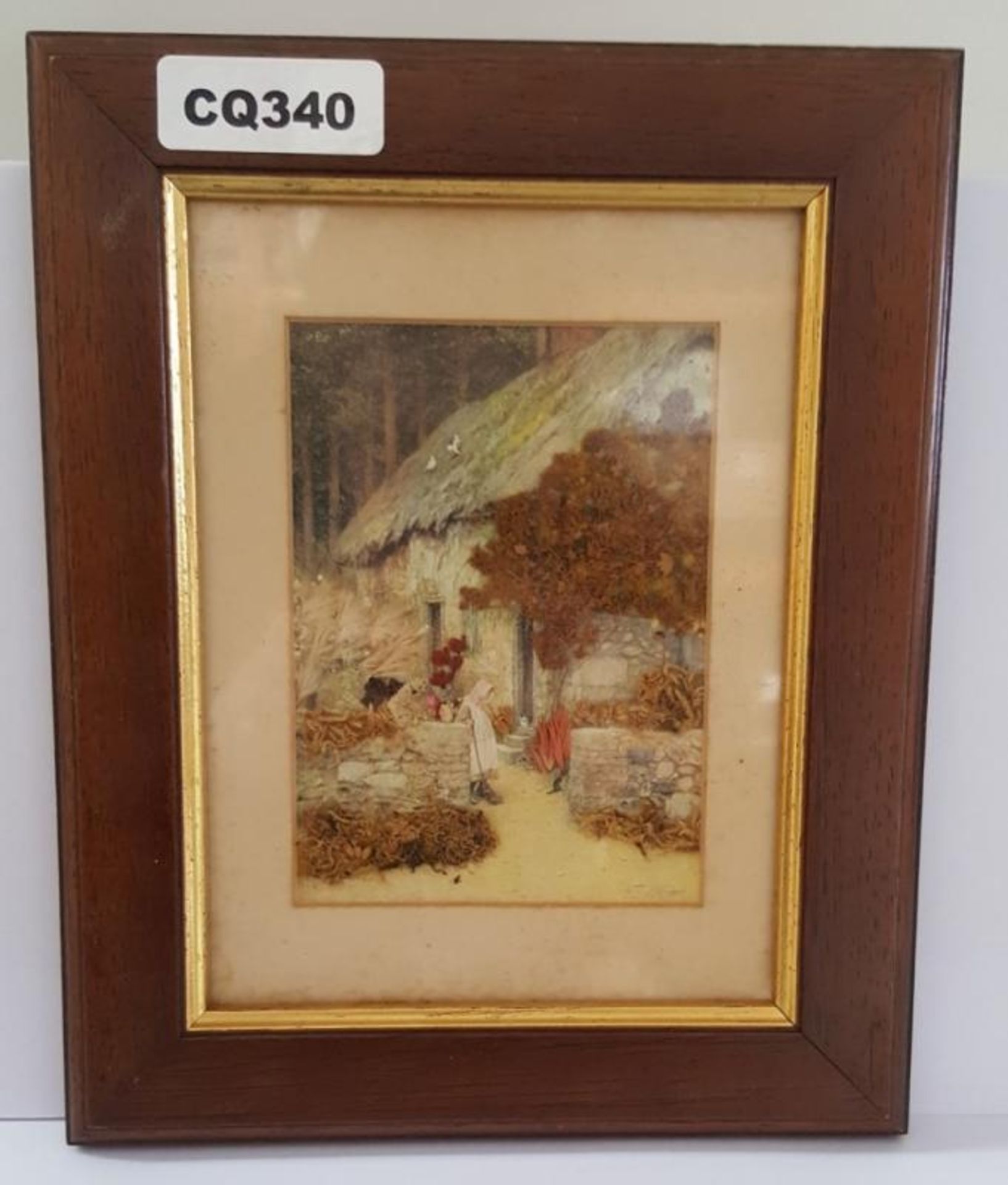 1 x Framed Artwork Entitled 'At A Cottage Door' - Dimensions: H25/L20cm - Ref CQ340 E - CL334 - Loca